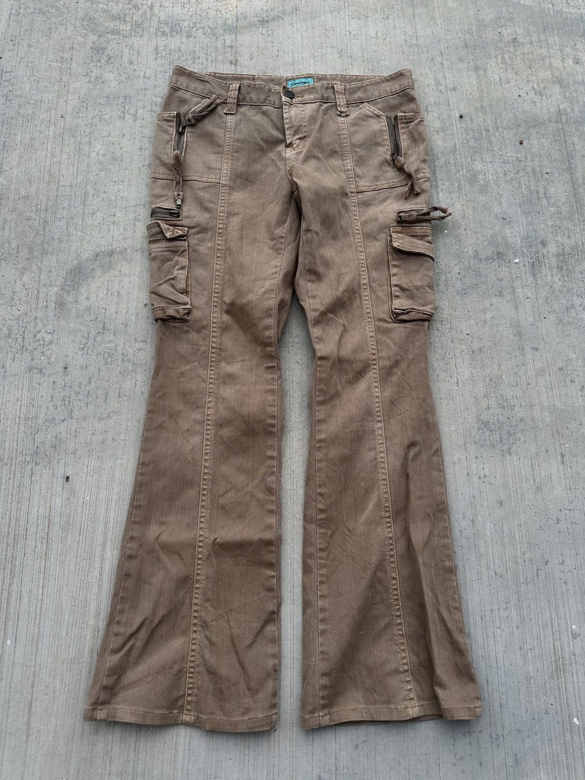 Japanese Brand 2000s Anna kerry cargo flare bondage pants Size 30" / US 8 / IT 44 - 1 Thumbnail