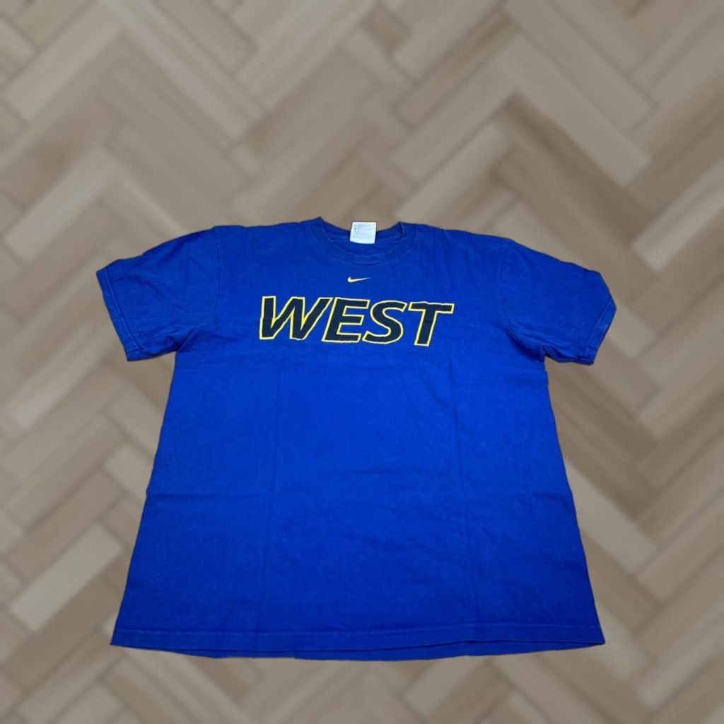 Nike VINTAGE Nike Shirt Mens M Blue Center Swoosh WEST Logo 90s Y2K 11454 Size US M / EU 48-50 / 2 - 1 Thumbnail