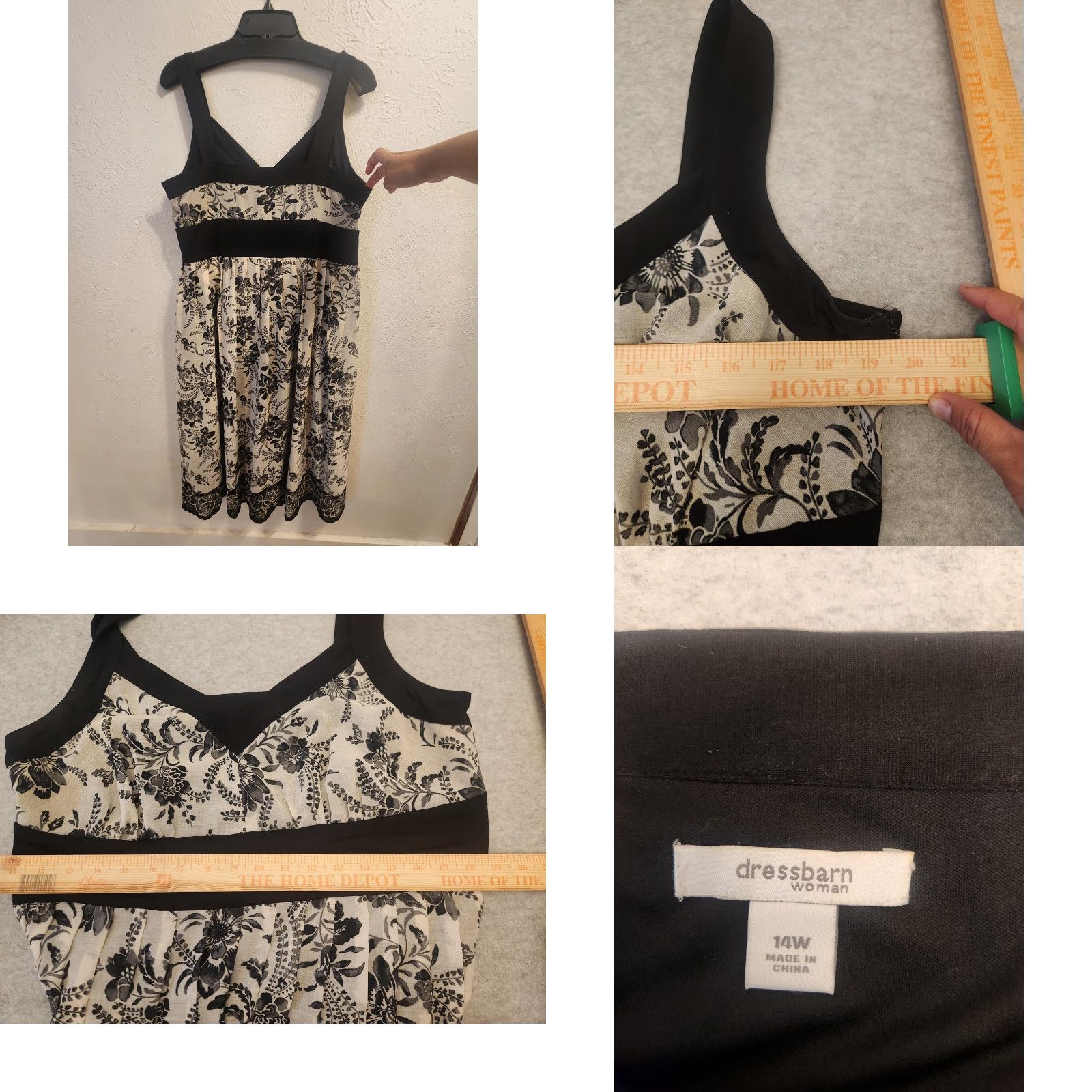 Vintage Dressbarn Dress Womens 14W Black White Floral Sleeveless Empire Waist Pockets Midi Black Womens 14W Floral Pockets Sleeveless Size XL / US 12-14 / IT 48-50 - 8 Thumbnail