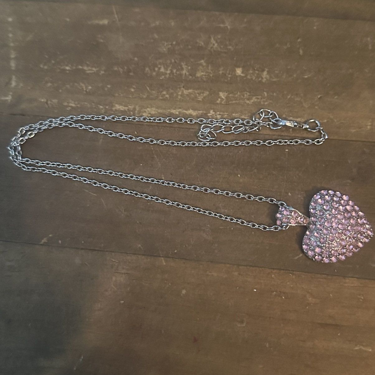 Other Silver tone pink pave heart pendant necklace Size ONE SIZE - 2 Thumbnail