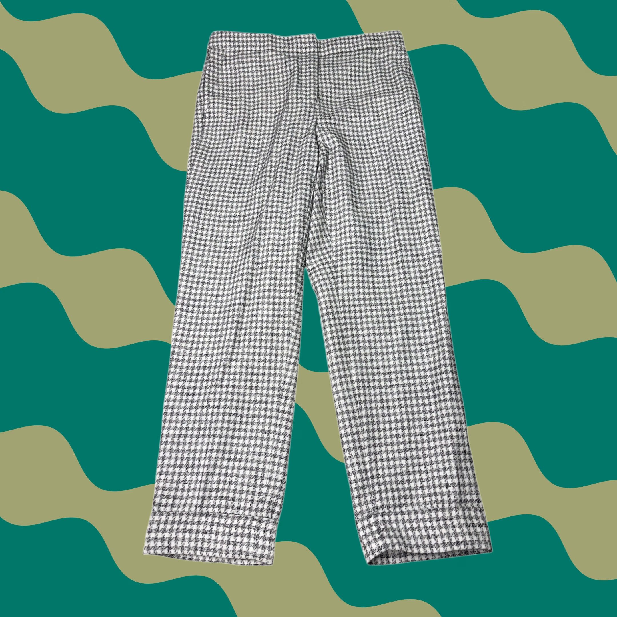 Ann Taylor NWT Ann Taylor Houndstooth High Rise Ankle Pants Black Slim Leg Womens 4 W31 L27 Size 27" / US 4 / IT 40 - 1 Thumbnail