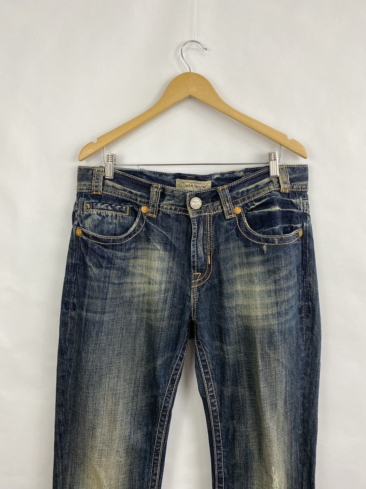 4GSELLER 🇯🇵 Y2K MEK Denim USA Trashed Faded Japan Style Jeans Rare Size US 34 / EU 50 - 10 Thumbnail