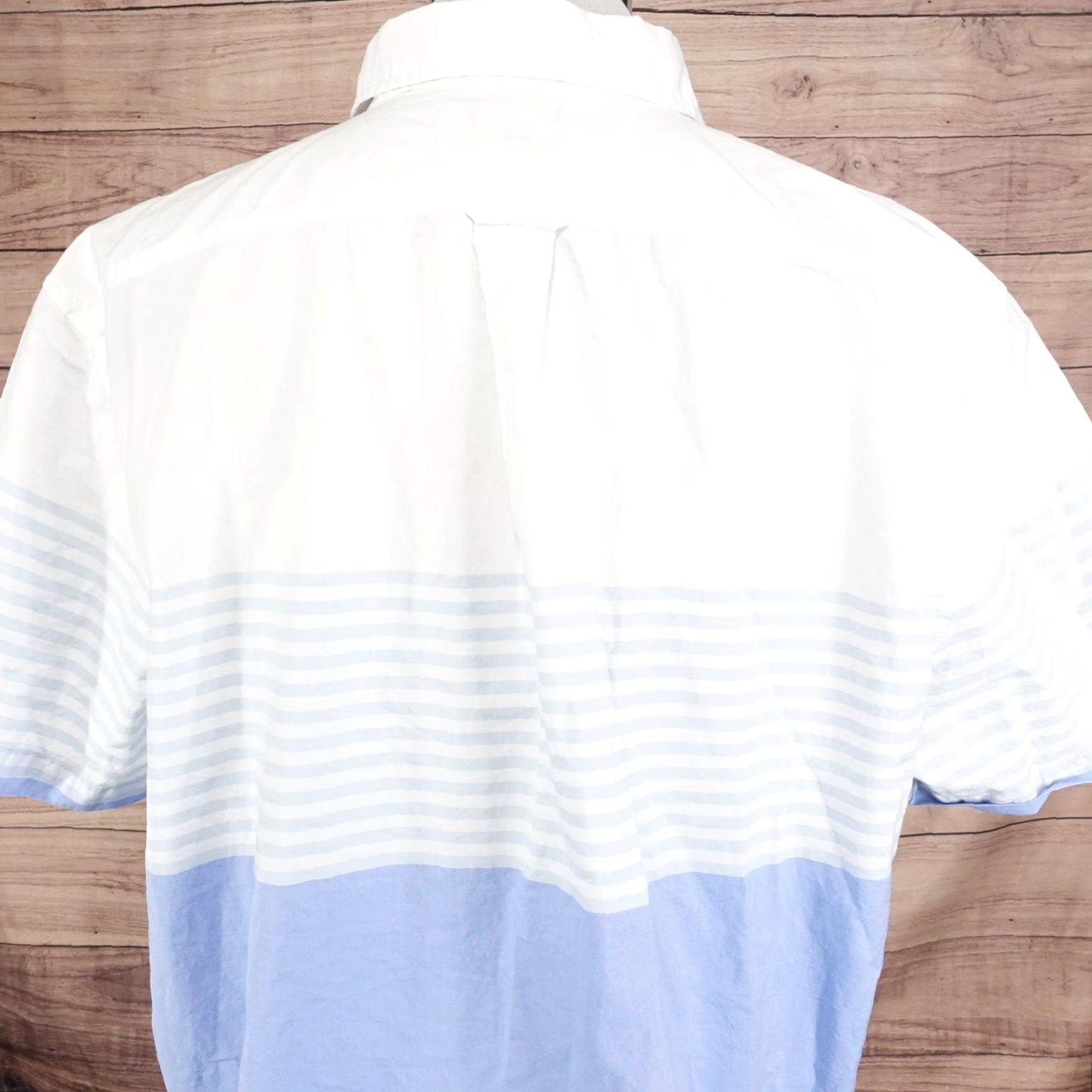 Lands' End Lands' End Shirt Mens 2XL White Blue Stripe Colorblock Short Sleeve Button-Down Pocket Size US XXL / EU 58 / 5 - 5 Thumbnail