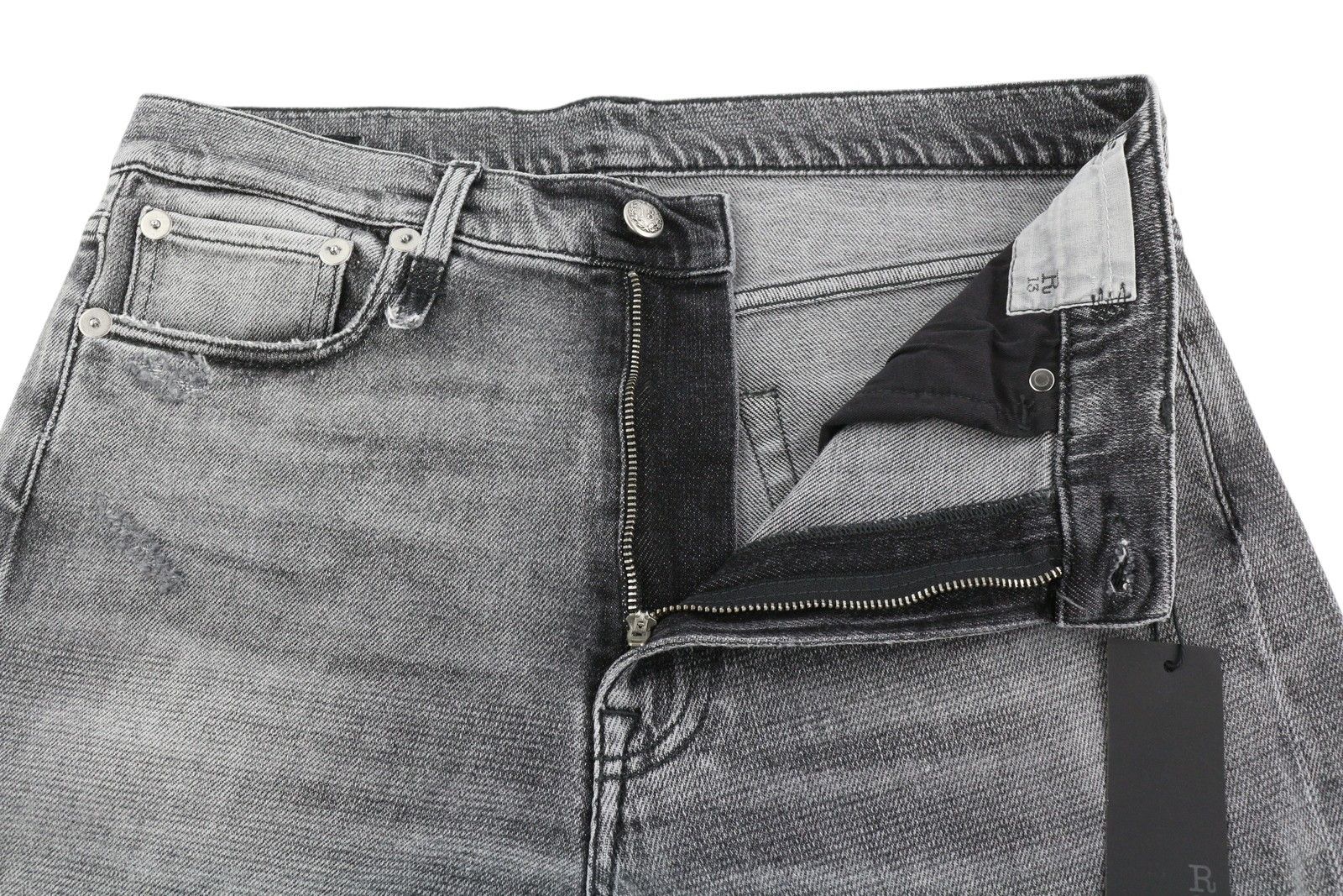 R13 BOYFRIEND 29 Vintage Grey Distress Washed Faded 85464 Size 29" - 5 Thumbnail