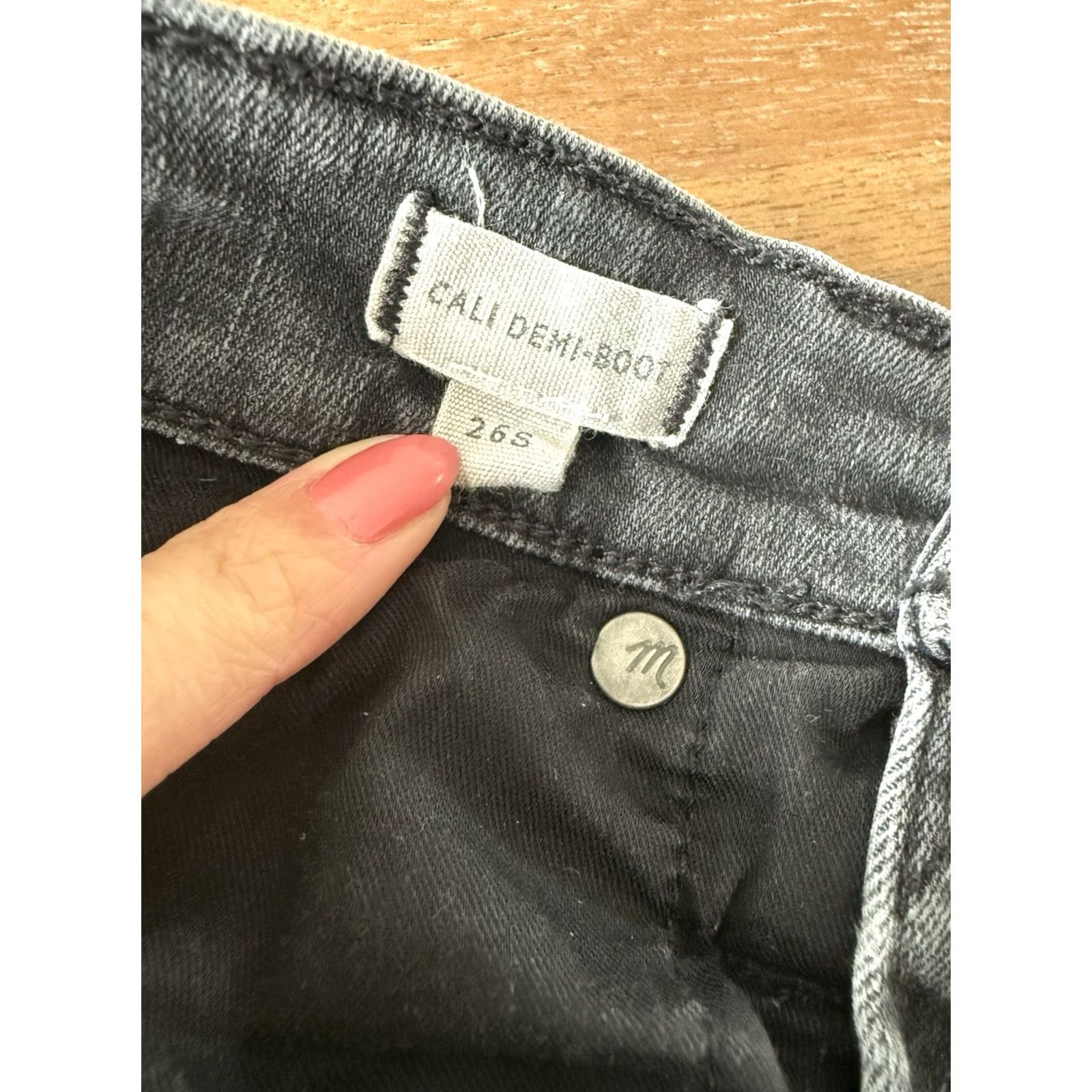 Madewell Madewell Jeans Womens 26 Bootcut Denim Cal i Demi-Boot Black Rise Mid 8.5-10.5 5-Pocket Logo Comfort Stretch Baggy Casual Regular Shirt? Size 26" / US 2 / IT 38 - 4 Thumbnail