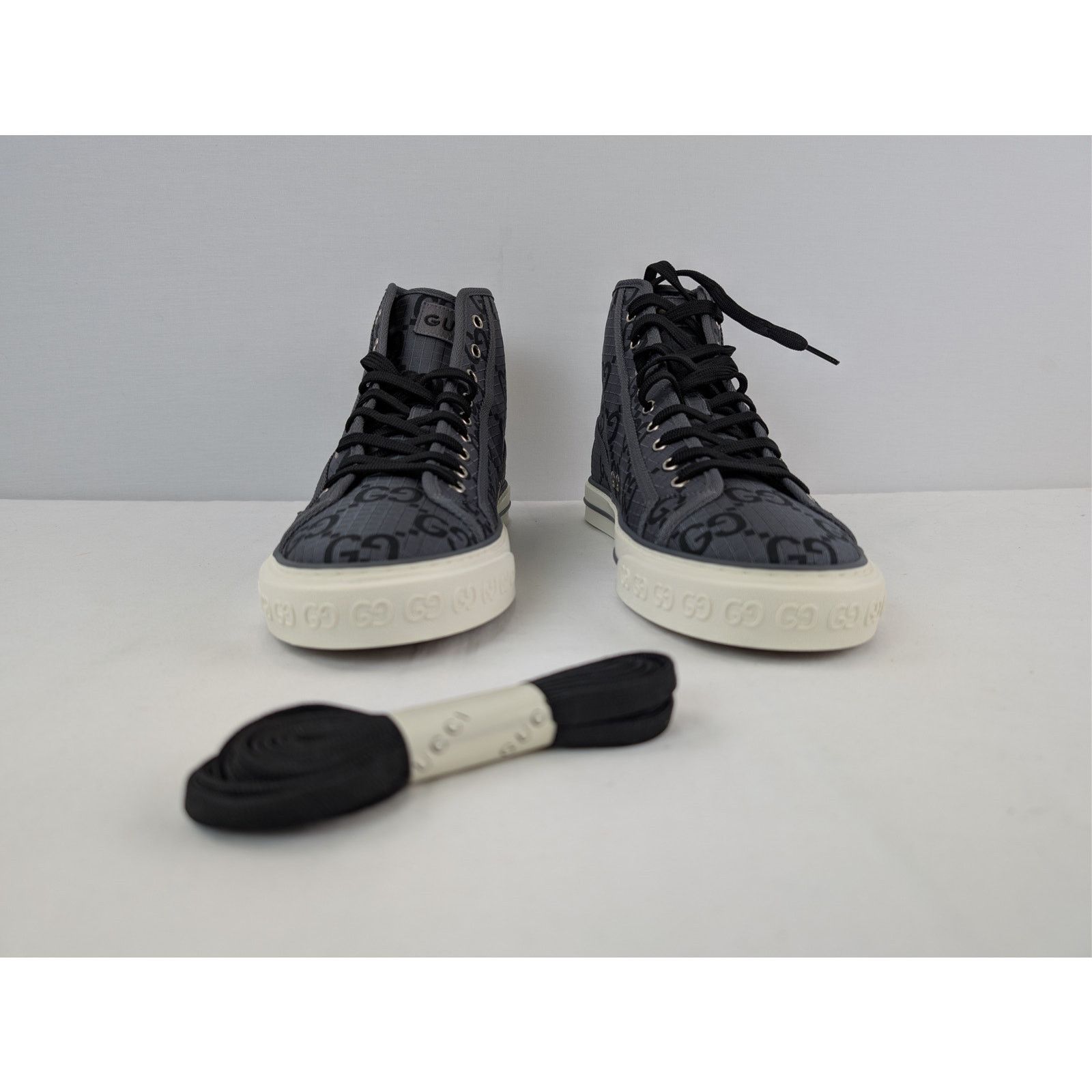 Gucci o1rshd1 GG monogram Tennis 1977 High-Top sneakers in grey Size US 12.5 / EU 45-46 - 9 Thumbnail