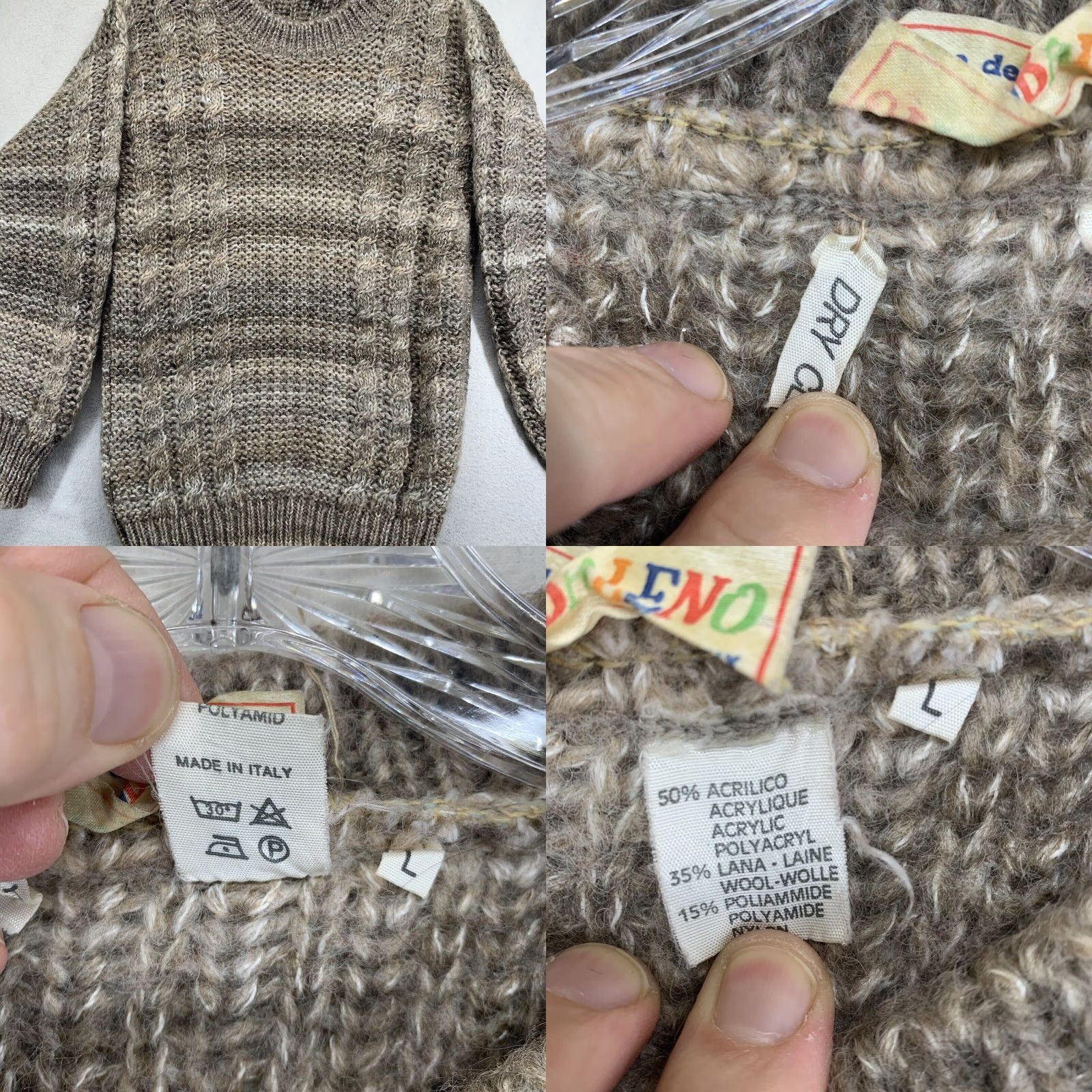 Vintage VINTAGE Robe de Arcobaleno Sweater L Chunky Knit Beige Striped Dolman Sleeve Casual 80s Bohemian Womens Size L / US 10 / IT 46 - 8 Thumbnail