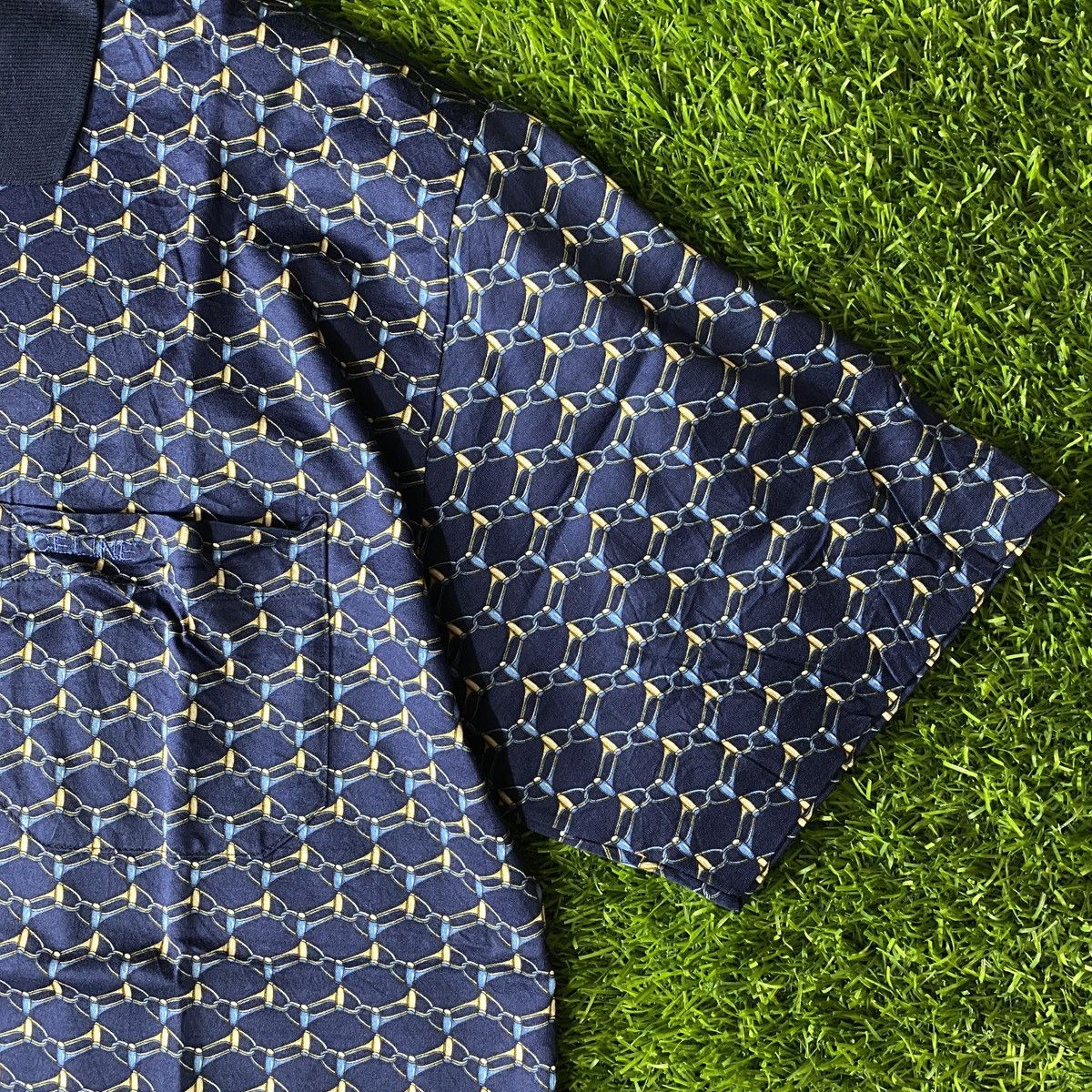 Celine Vintage Celine Monogram Full Print Polo Shirt Size US S / EU 44-46 / 1 - 2 Thumbnail