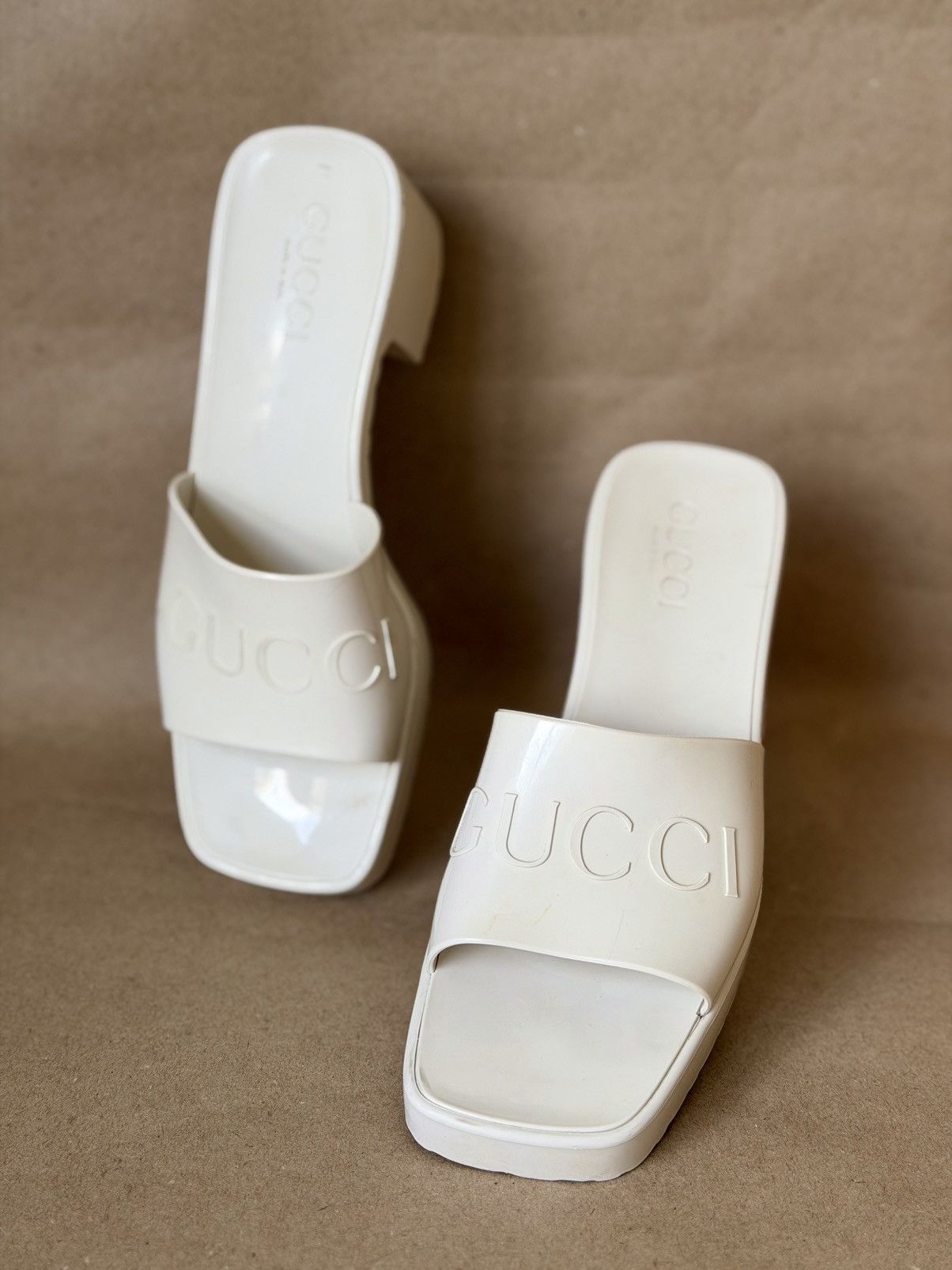Gucci Gucci – Cream mule sandals with logo Size US 6 / IT 36 - 2 Thumbnail
