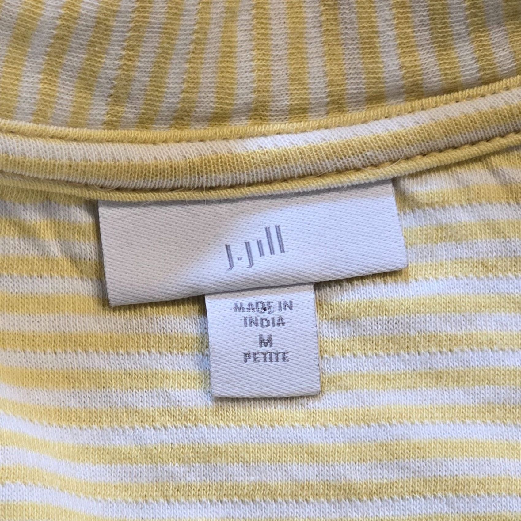 J. Jill J. Jill Top Womens Petite Medium Yellow Striped Collared Long Sleeve Casual Size PM Size M / US 6-8 / IT 42-44 - 4 Thumbnail