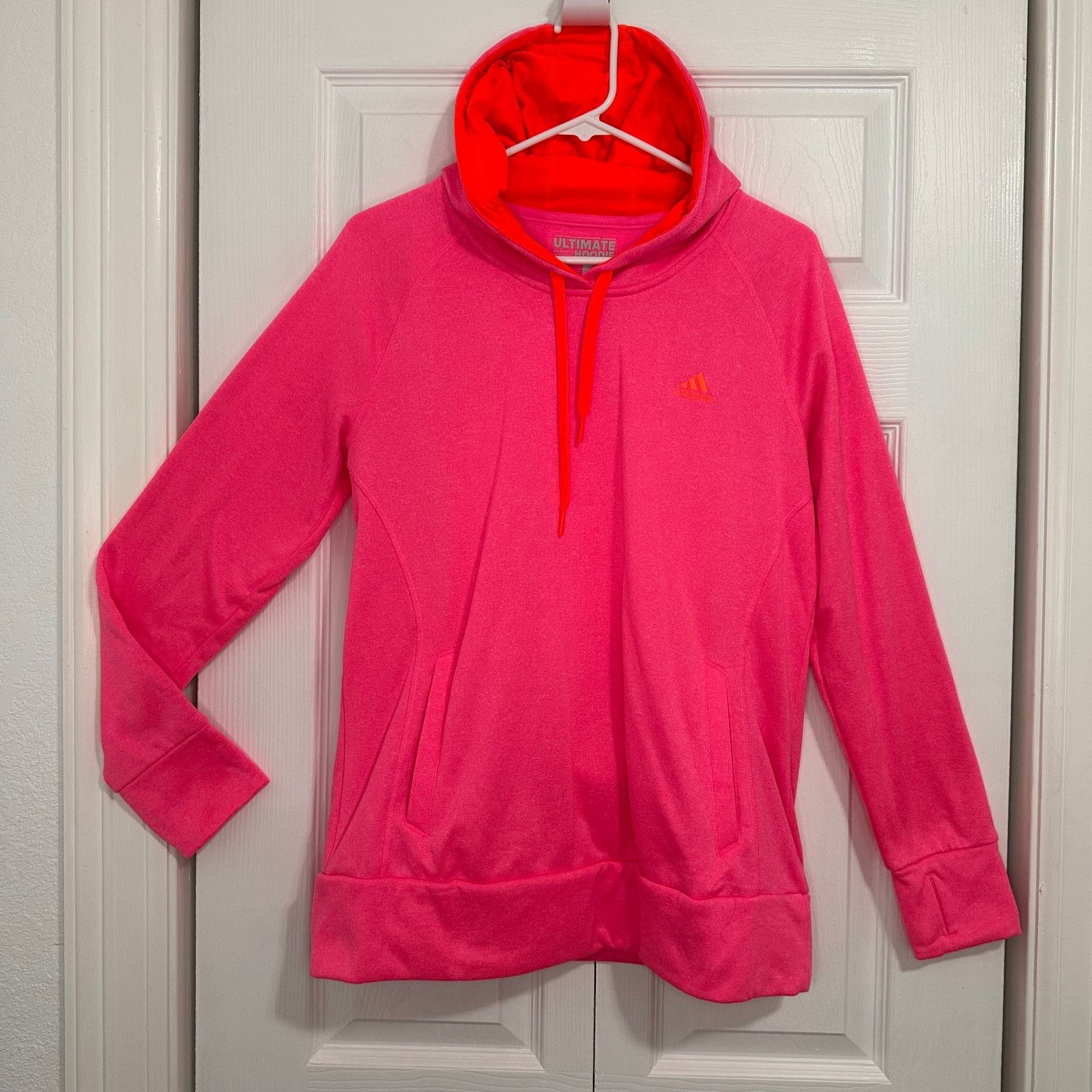 Adidas Adidas Pink Pullover Drawstring Hoodie Thumb Holes Women L Size L / US 10 / IT 46 - 1 Thumbnail