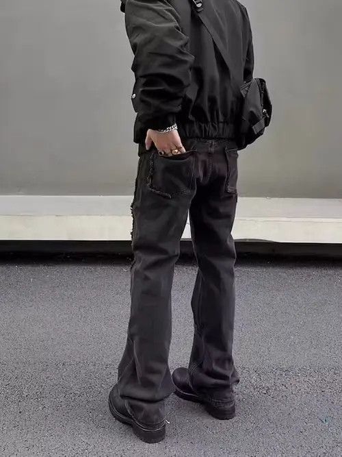 Other Vintage raw edge washed black micro-flared jeans Size US 30 / EU 46 - 4 Thumbnail