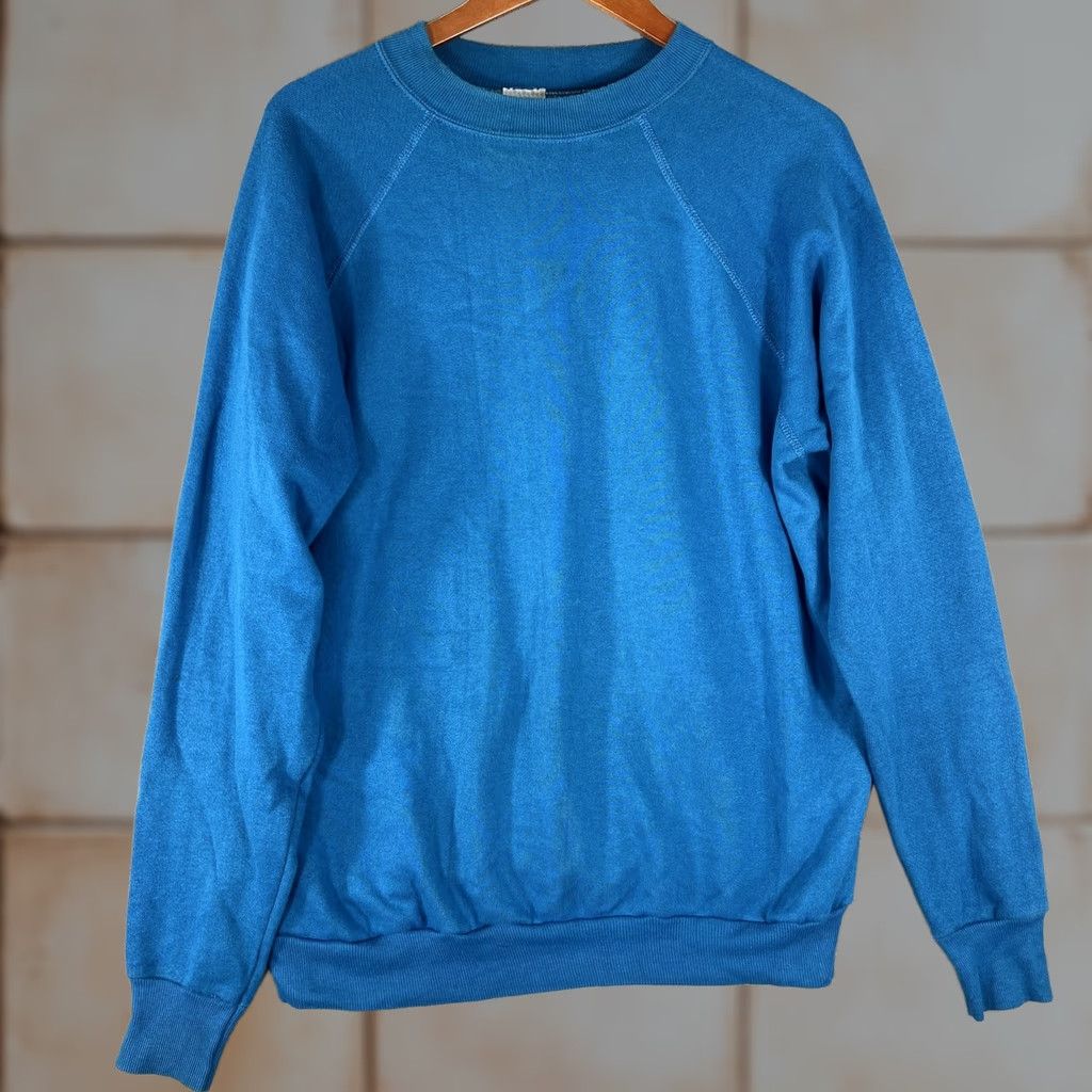 Vintage VINTAGE American Vintage Sweatshirt Raglan Blue XL Crew Neck Pullover 90s USA Mens Size US XL / EU 56 / 4 - 1 Thumbnail