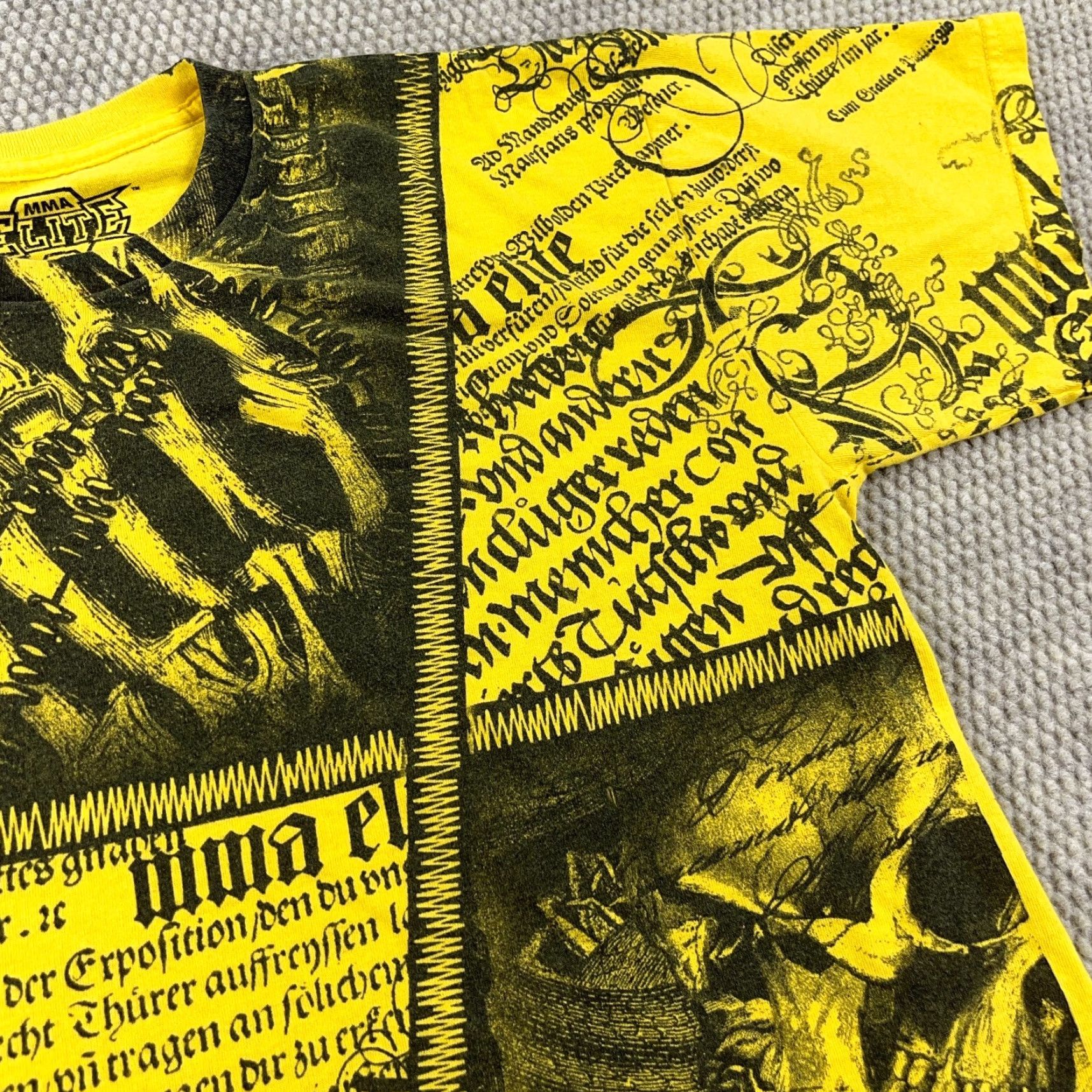 Vintage VINTAGE MMA Elite Graphic T-Shirt Men Large Yellow Punk Goth 2000s Size US L / EU 52-54 / 3 - 7 Thumbnail