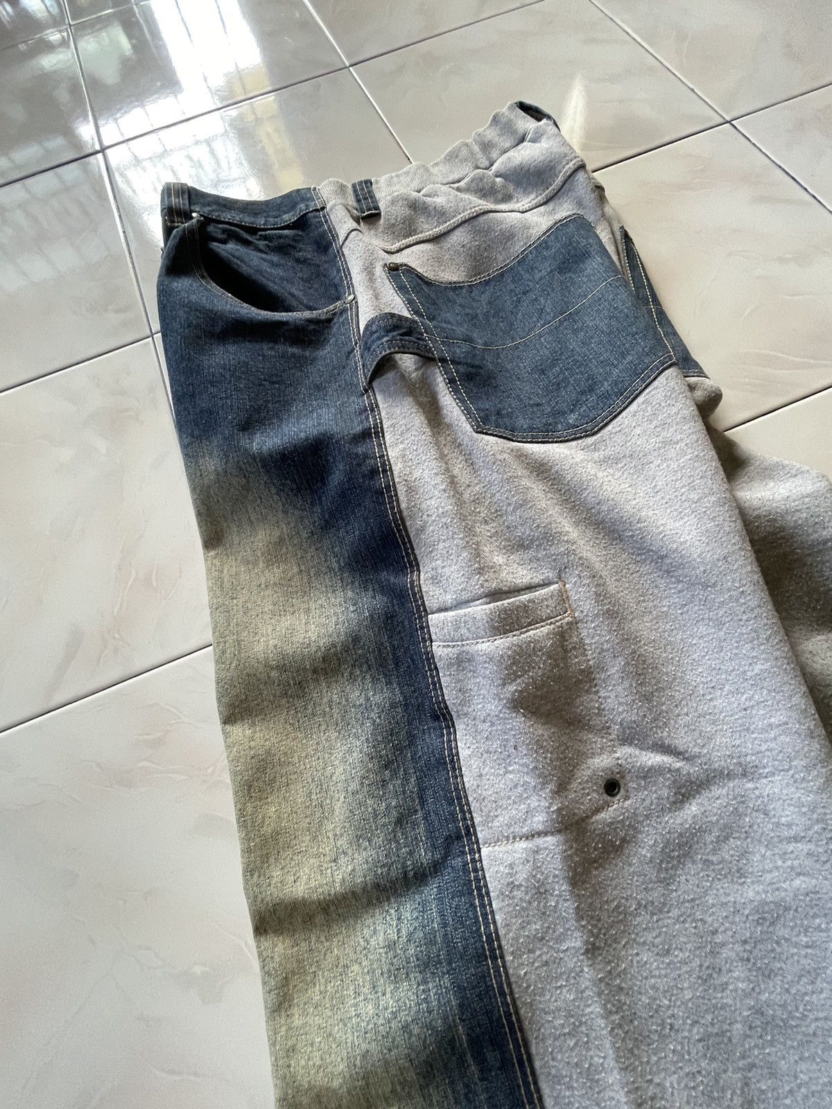 GB × Japanese Brand × Marithe + Francois Girbaud GB Baggy Hybrid Denim Sweat Muddy Wash Jeans Size US 34 / EU 50 - 4 Thumbnail