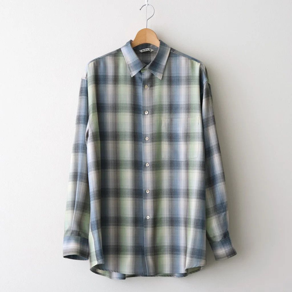 Auralee Super Light Wool Check Shirt (Green) Size US XXL / EU 58 / 5 - 1 Thumbnail