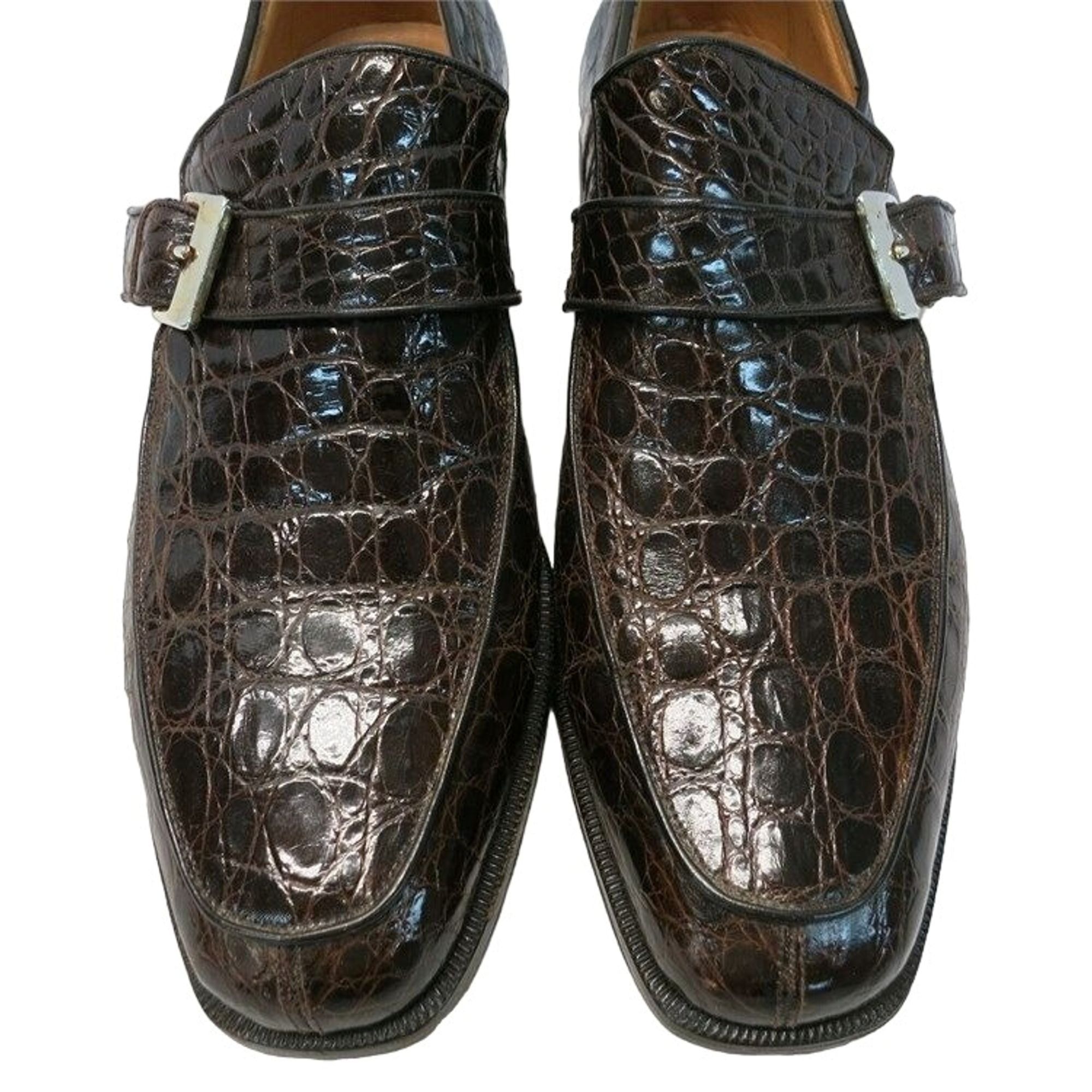 Hanover Vintage Hanover Exotic Alligator Monk Strap Loafers Brown Dr Size US 9 / EU 42 - 1 Thumbnail
