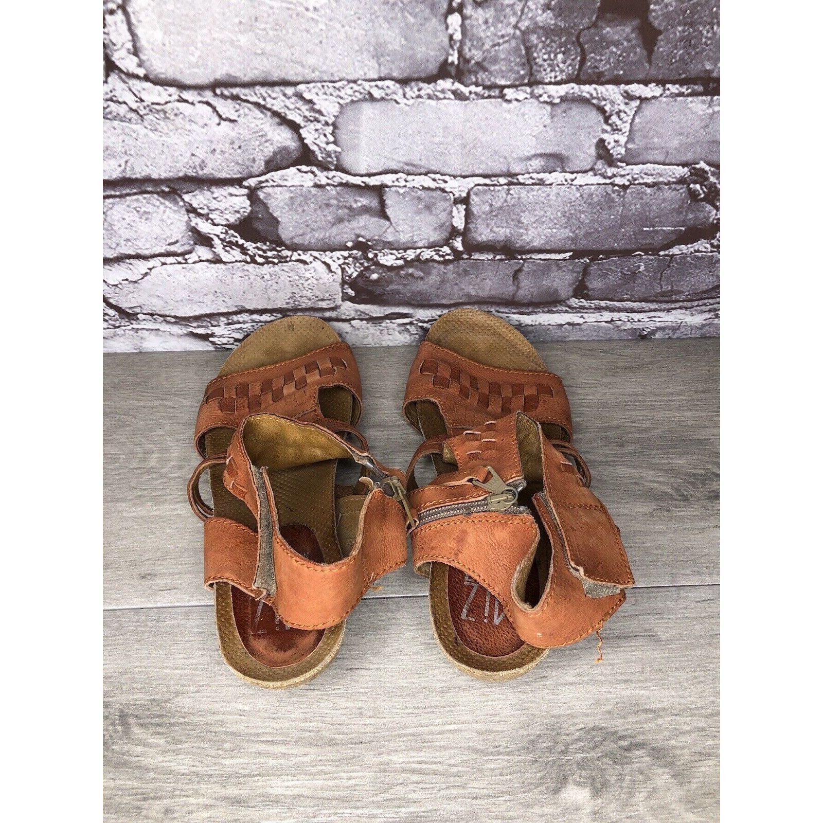 Other Miz Mooz Orange Leather Side Zipper Strap Heeled Sandals Wom Size US 10.5 / IT 40.5 - 5 Thumbnail