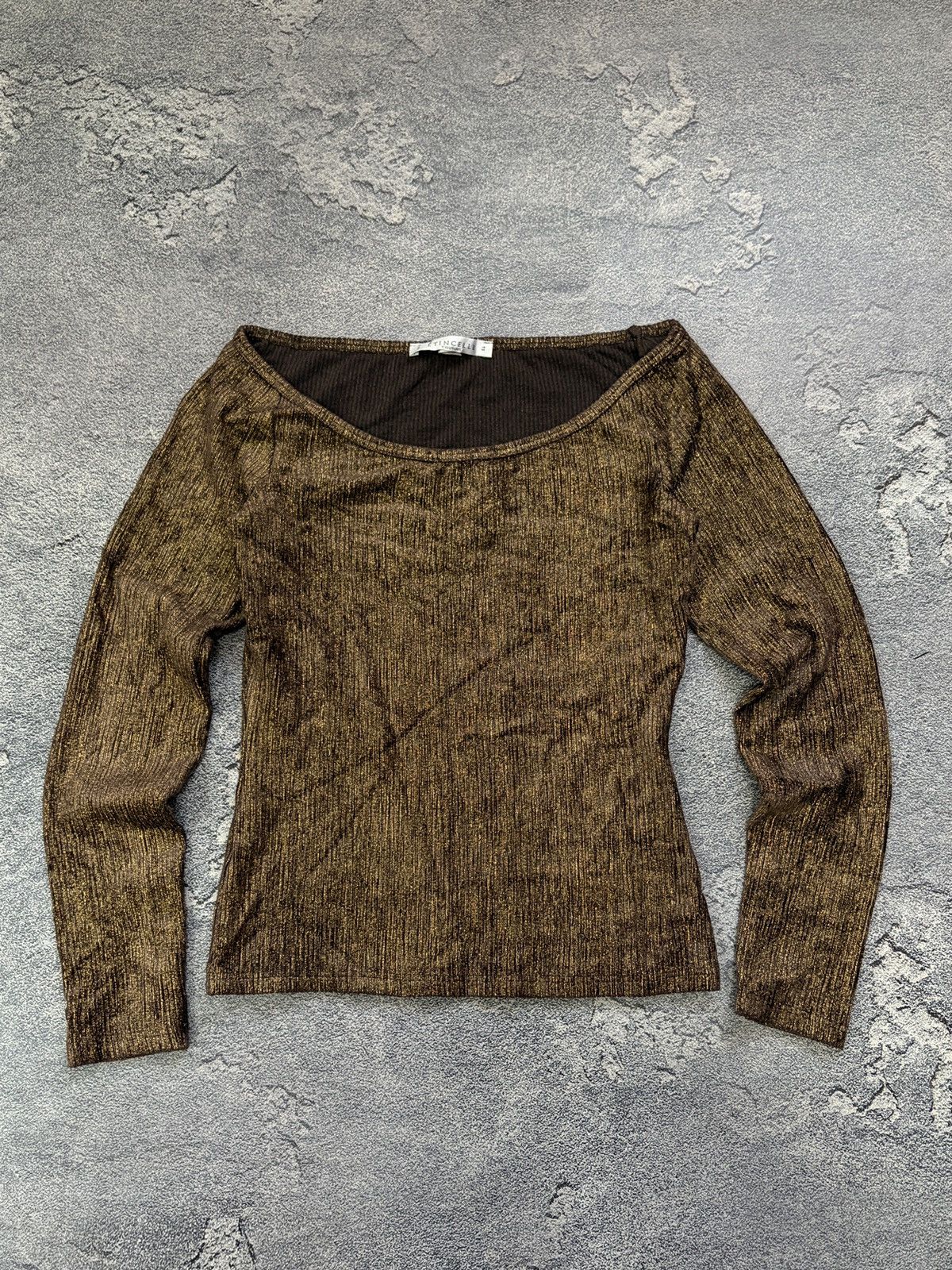 Vintage Etincelle Couture Paris Gold Lurex Shimmer Top France T2 Size S / US 4 / IT 40 - 1 Thumbnail