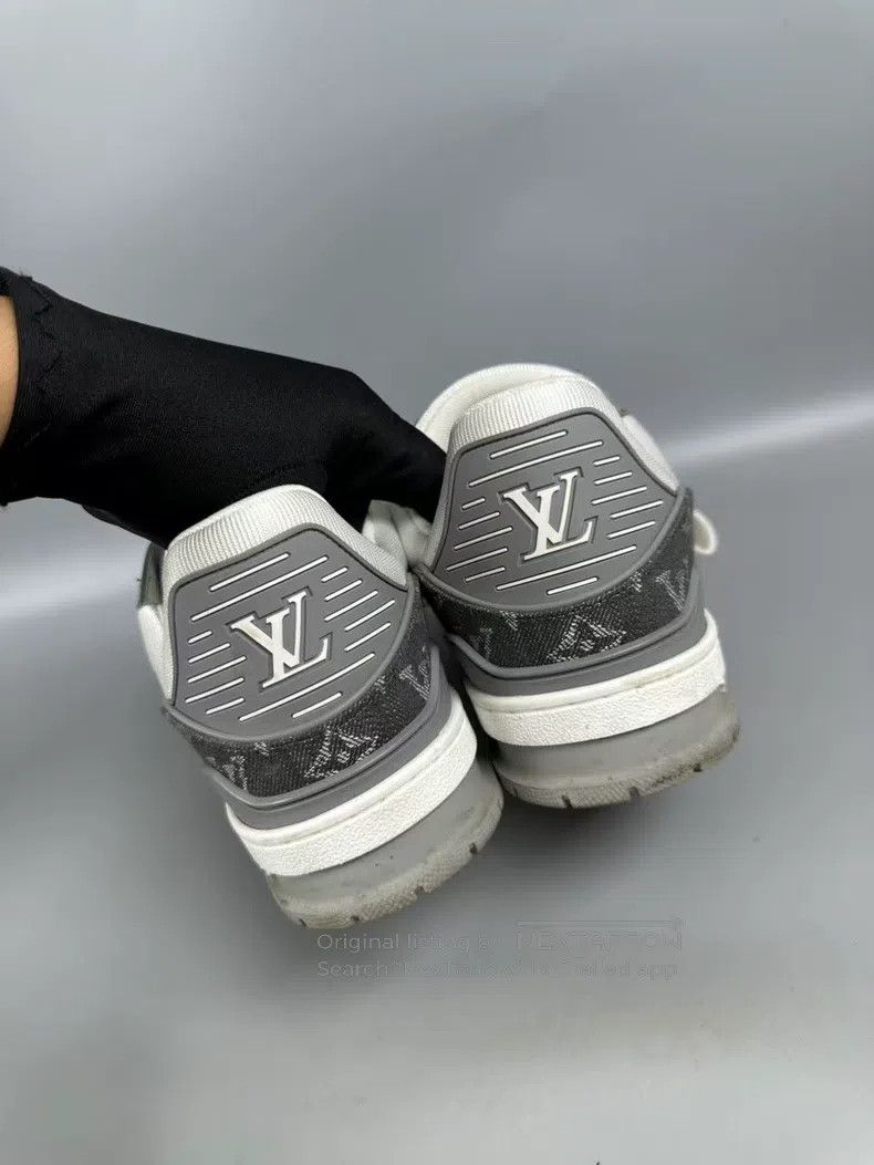 Louis Vuitton Louis Vuitton Grey and White Denim Trainer Casual Shoes Size US 7 / EU 40 - 7 Thumbnail