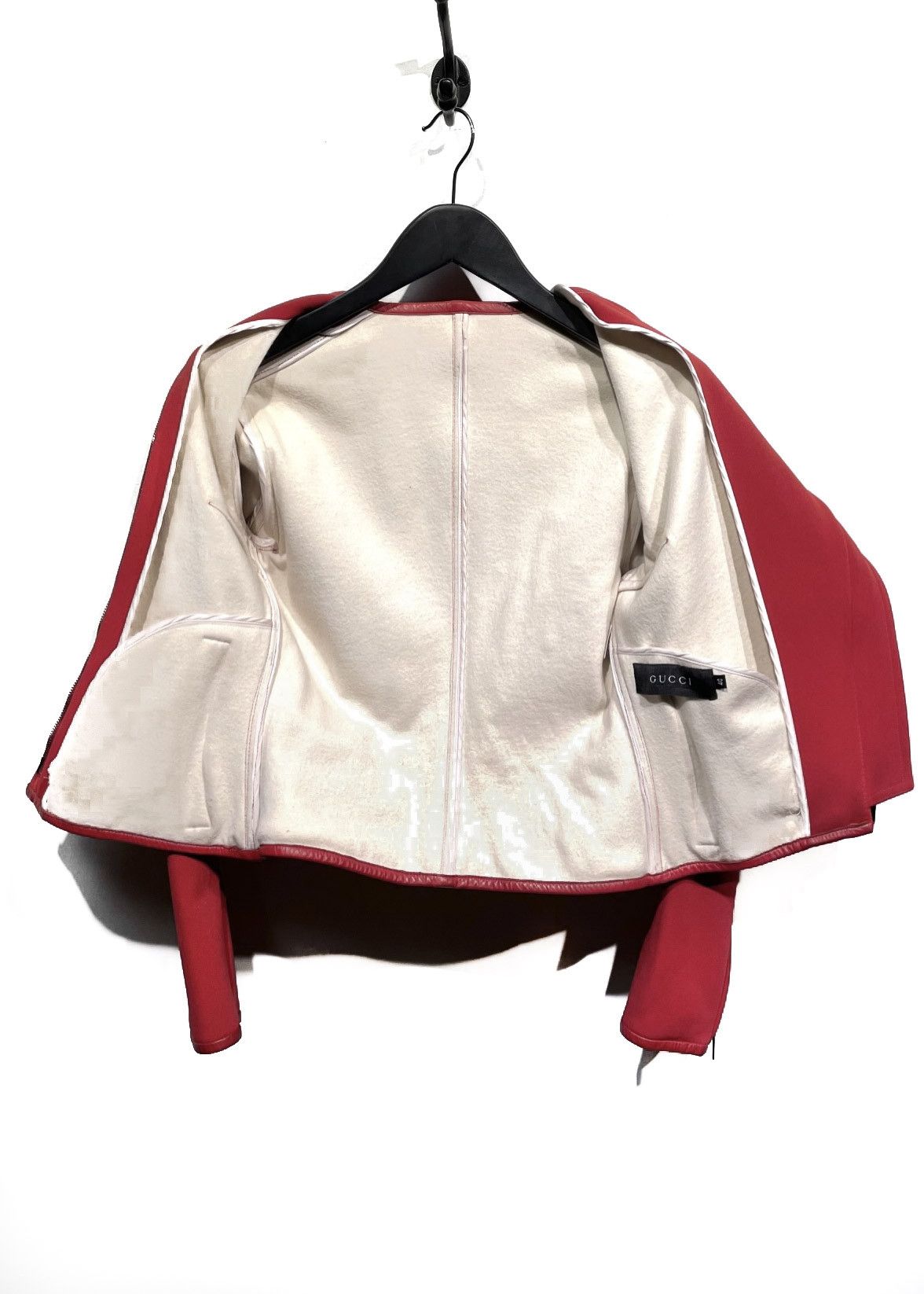 Gucci × Tom Ford Gucci Tom Ford 1999 Red Neoprene Asymmetrical Jacket Size S / US 4 / IT 40 - 6 Thumbnail
