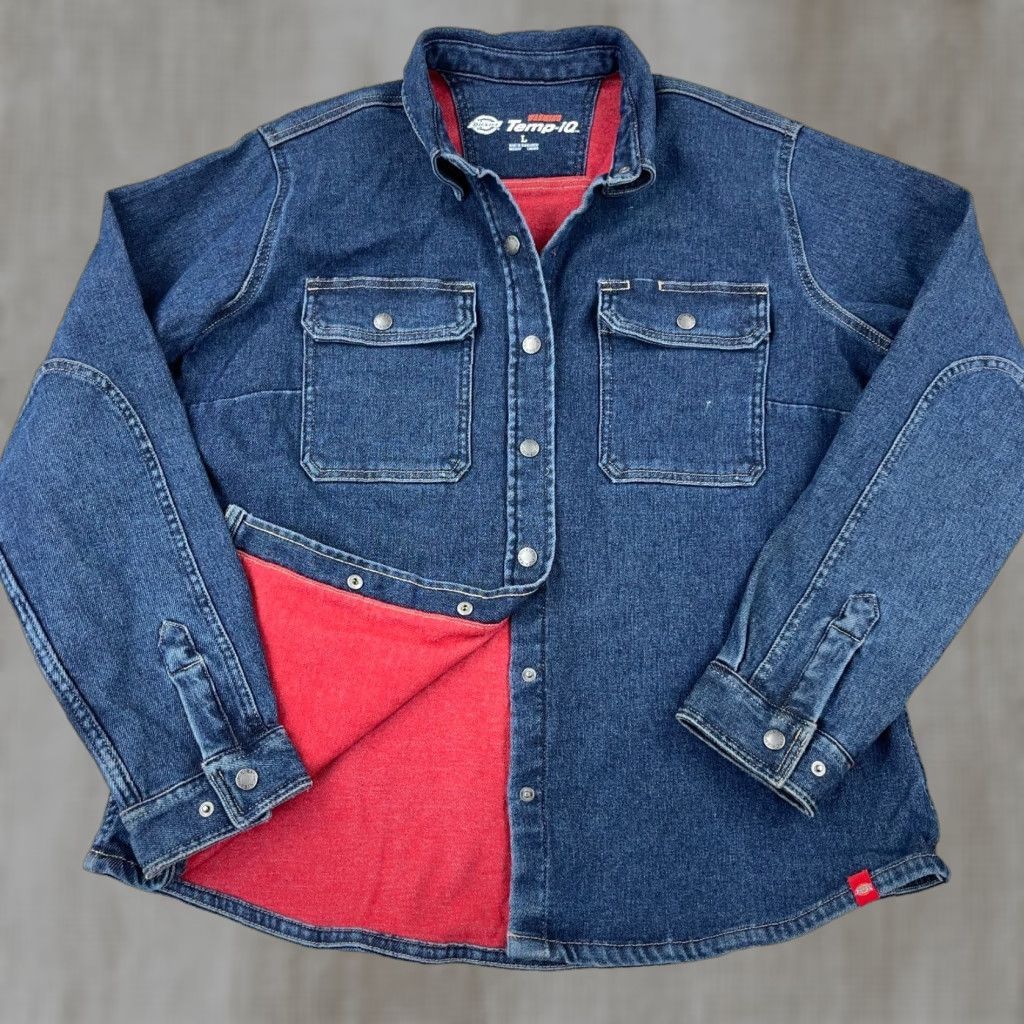 Dickies DICKIES Shacket Jacket Denim Blue Medium Women Adult L Warm Temp-IQ Flex All Seasons 100% Cotton Long Sleeve Collared Pockets Vintage No Mens Womens Size L / US 10 / IT 46 - 1 Thumbnail