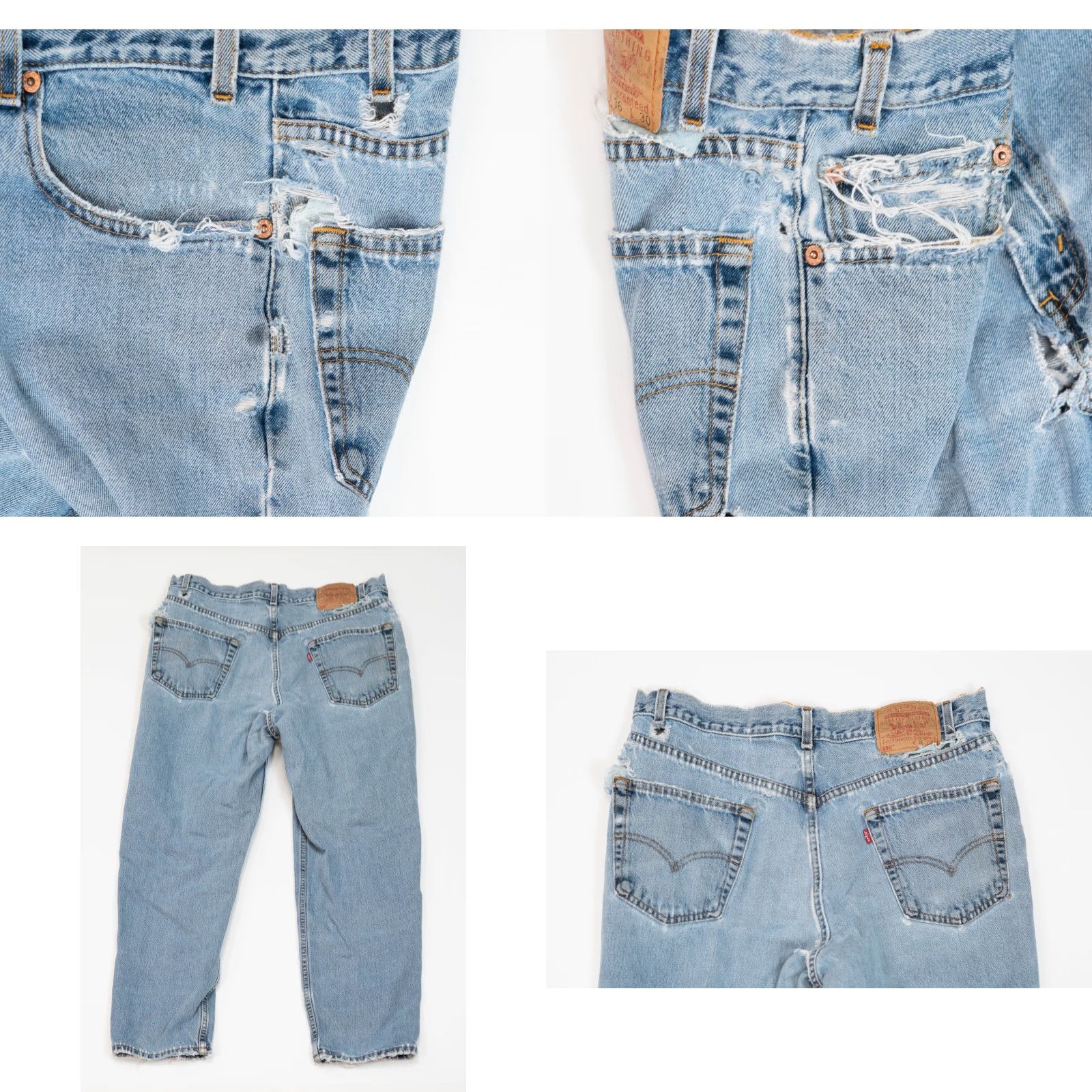 Levi's VINTAGE Levi’s 550 Denim Jeans Drops Distressed 36 X 30 USA Men Regular Blue jeans 5-Pocket HTF Thrash Grunge Hip Hop 90s Rock California Size US 36 / EU 52 - 10 Thumbnail