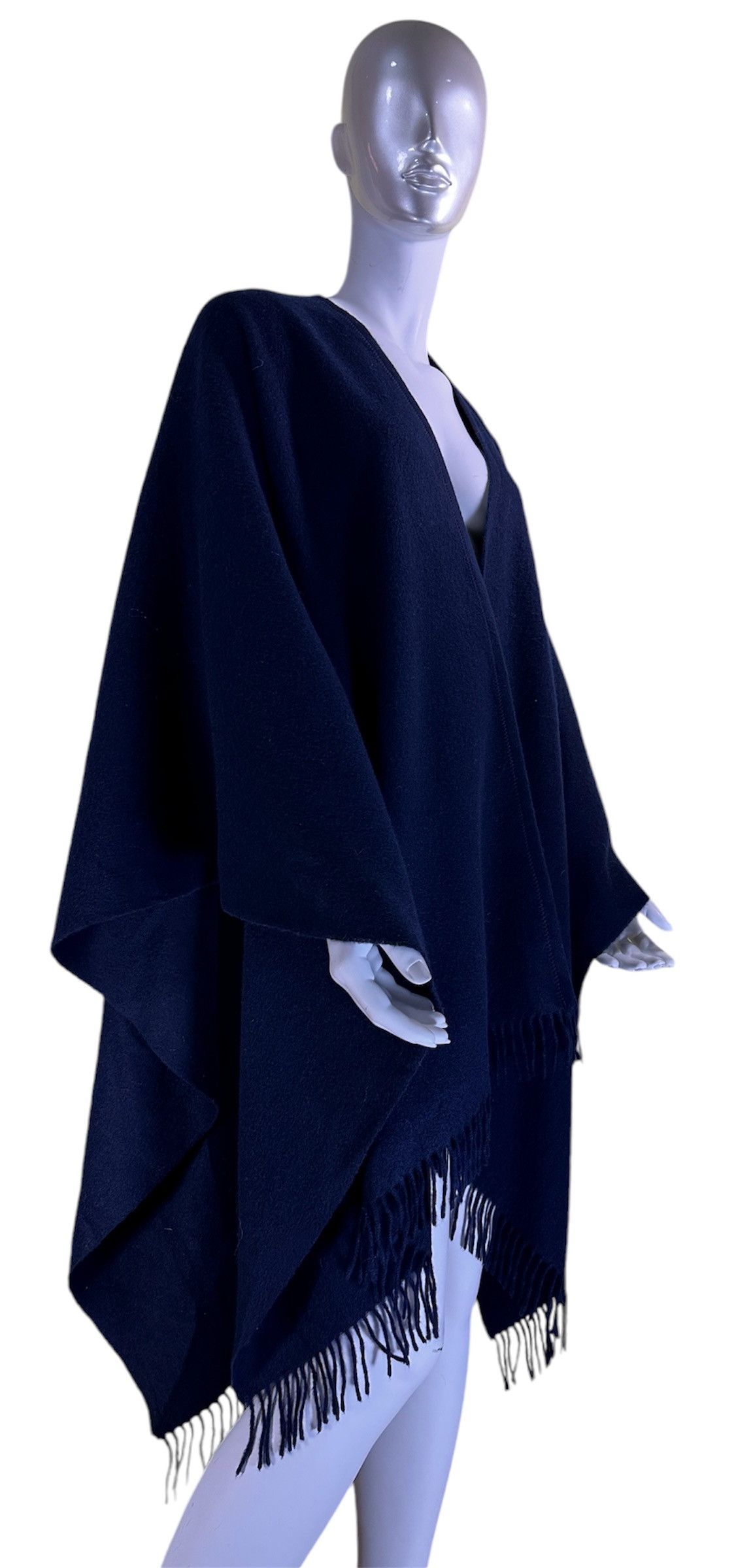 Johnstons Of Elgin Lambswool Navy Blue Cape Poncho Size ONE SIZE - 2 Thumbnail