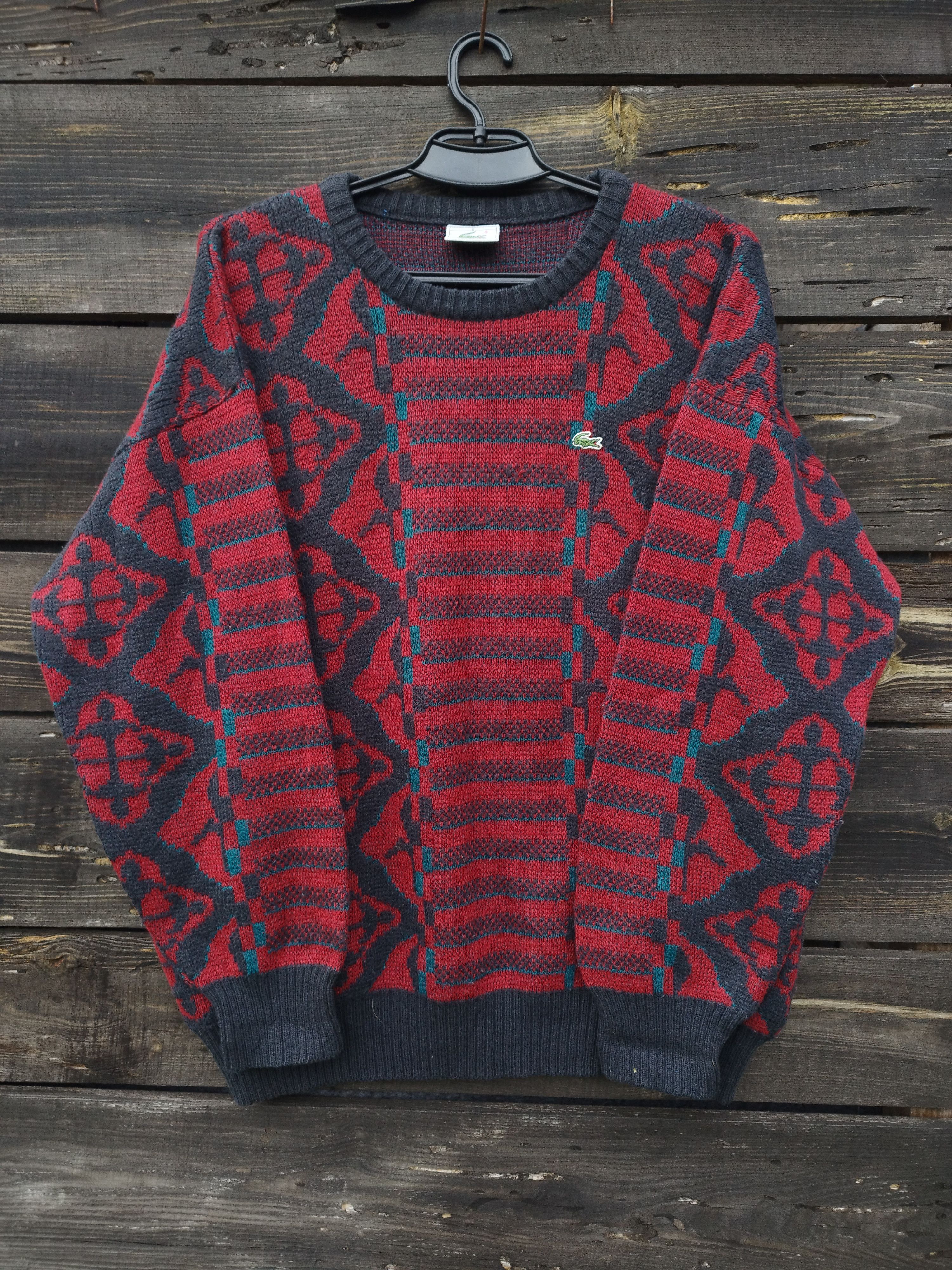 Lacoste Vintage Lacoste Wool Knit Sweater Geometric Pattern sz 6 Size US XL / EU 56 / 4 - 1 Thumbnail