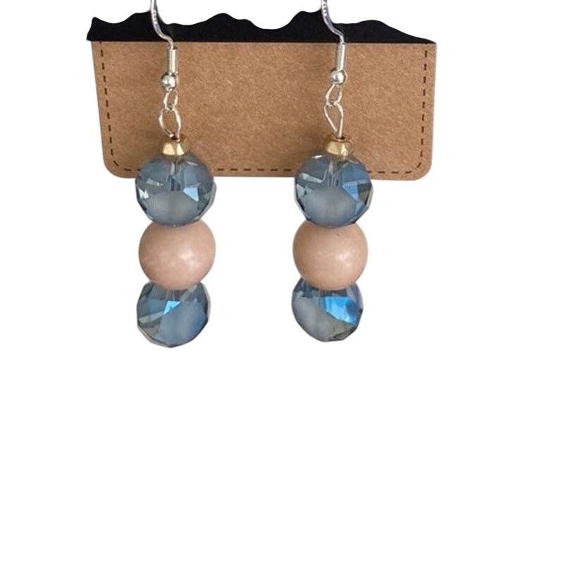 Handmade pink and blue bead earrings Size ONE SIZE - 1 Thumbnail