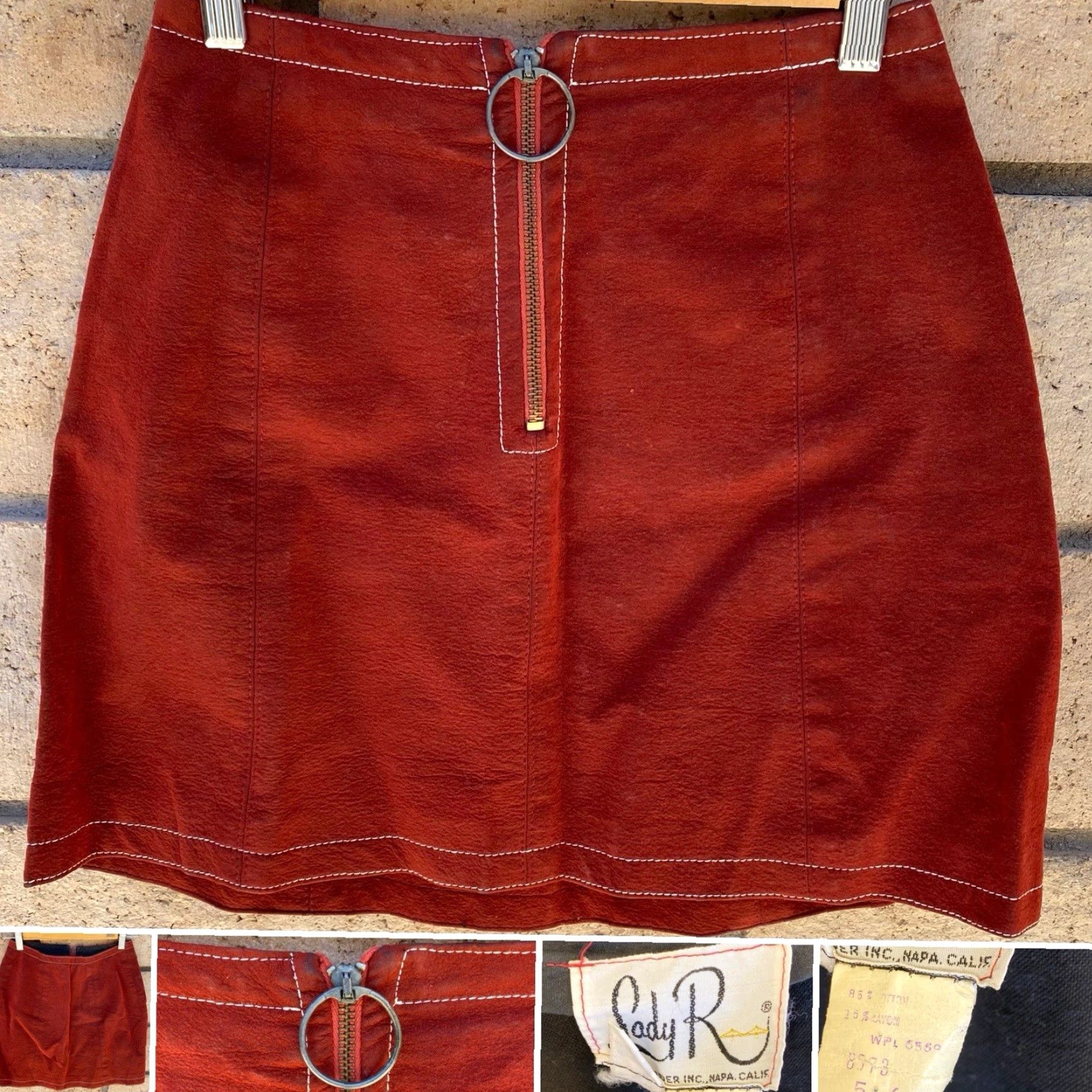 Vintage VINTAGE Rough Rider Napa Calif Mini Skirt Western Hippy Cowgirl Sz 5/6 Brown Cotton Blend 1970s Mens Womens Girls? Size 28" / US 6 / IT 42 - 2 Thumbnail
