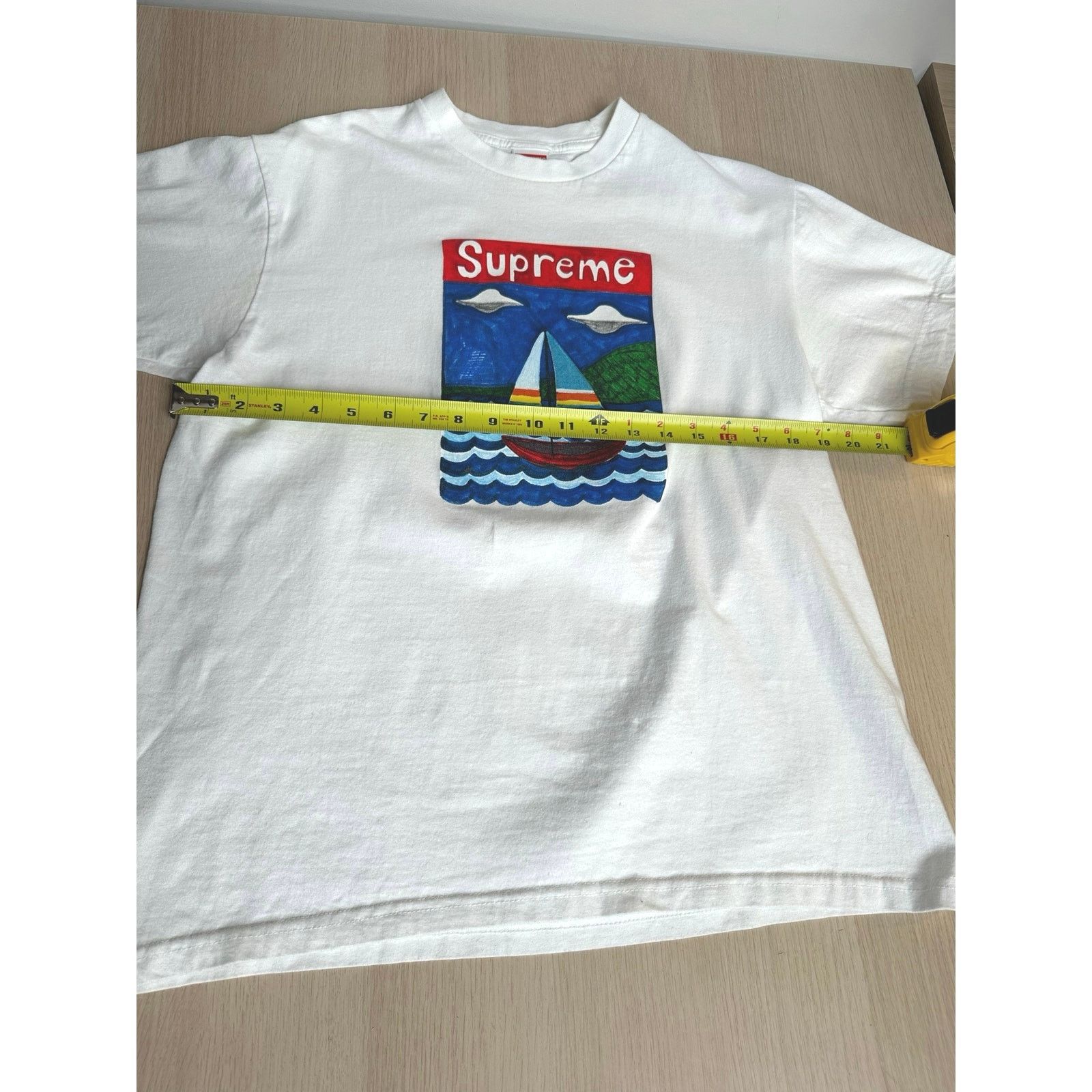 Supreme Supreme White Sailboat Cotton Tee - Size M - Mint Size US M / EU 48-50 / 2 - 2 Thumbnail