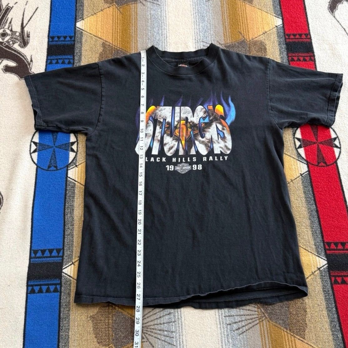 Harley Davidson VINTAGE Harley Davidson Sturgis 1998 Biker T-Shirt Size L Adult Mens Black Short Sleeve 90s Motorcycle Grunge Size US L / EU 52-54 / 3 - 8 Thumbnail