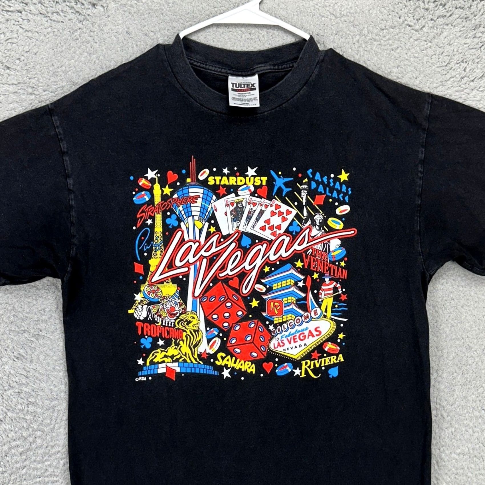 Tultex VINTAGE Tultex Las Vegas T-Shirt Tee Mens Large Black Graphic Preshrunk Crewneck Size US L / EU 52-54 / 3 - 2 Thumbnail