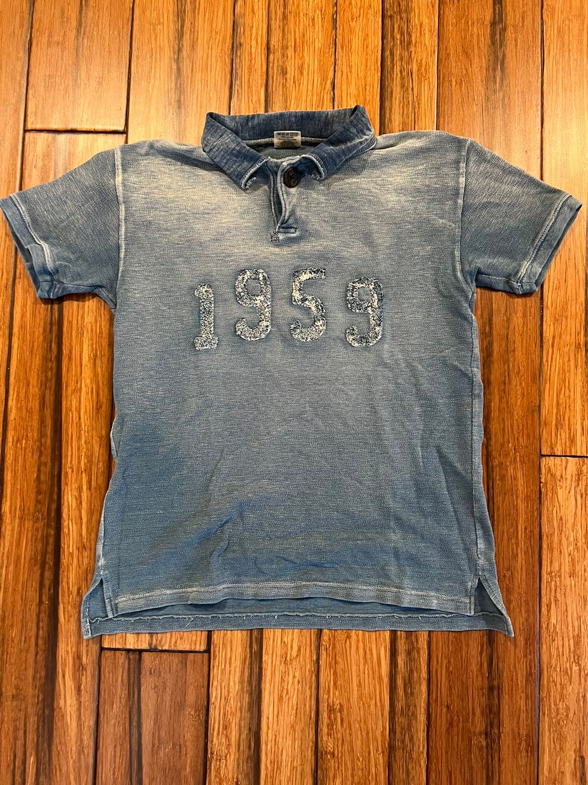 Pre-owned Kapital Vintage Faded “1959” Polo Shirt In Navy