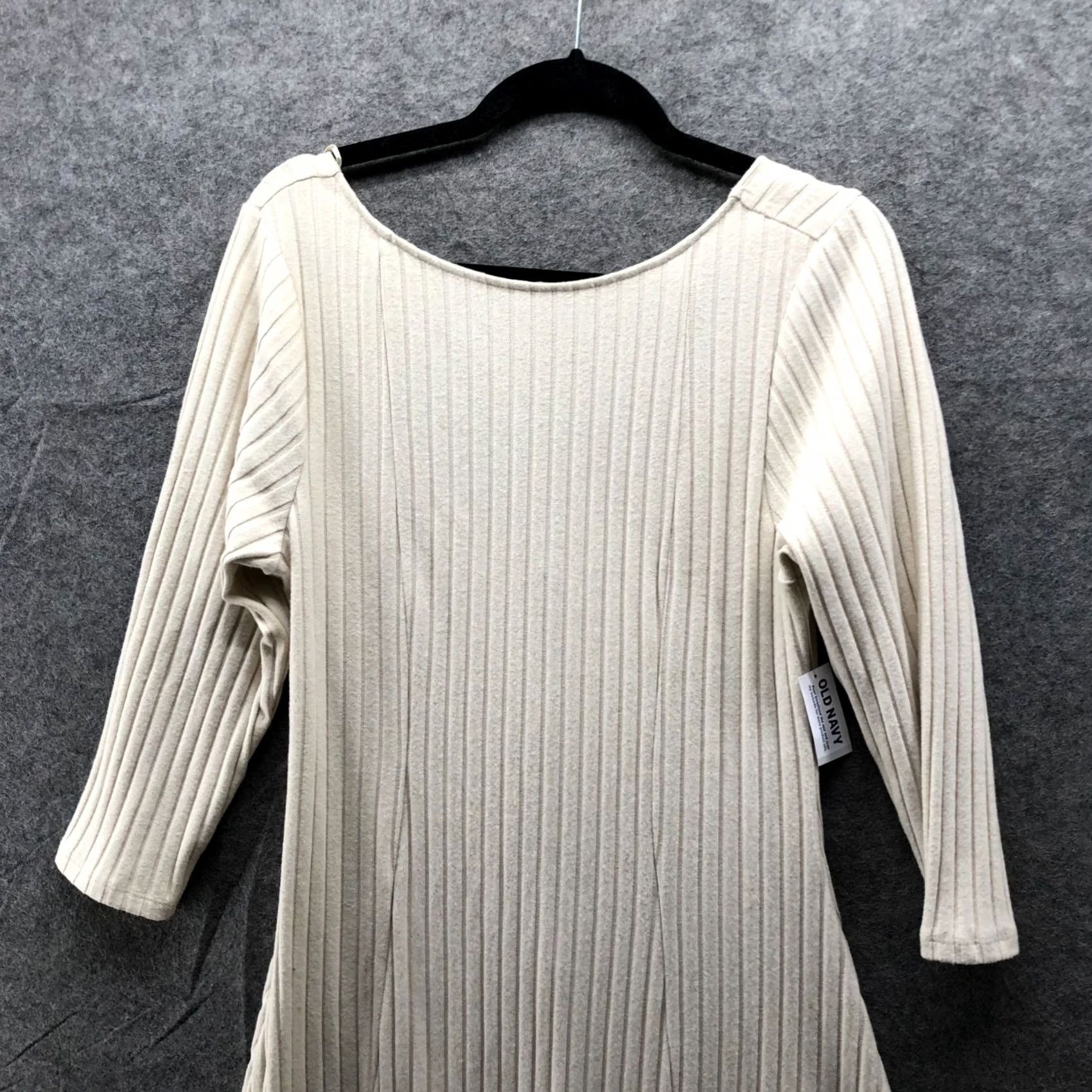 Old Navy Old Navy Maxi Sweater Dress L Beige Ribbed Long Sleeve A-Line Scoop Back Womens Size L / US 10 / IT 46 - 3 Thumbnail