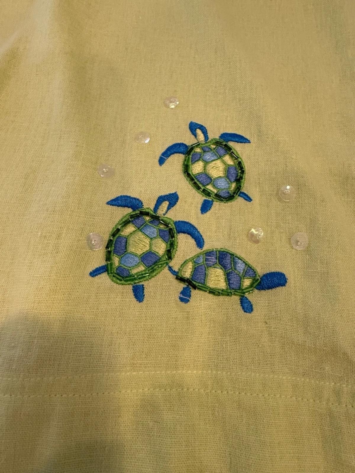 Sunray Sportswear Sunbay Sport green linen blend top embroidered turtles PXL Size XL / US 12-14 / IT 48-50 - 6 Thumbnail