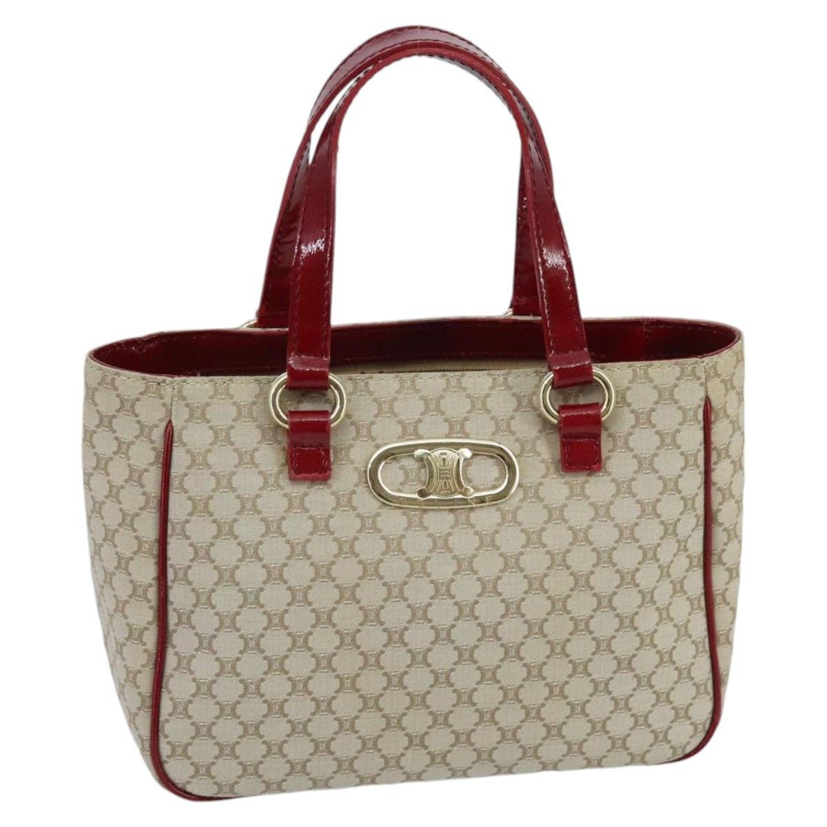 CELINE Macadam Canvas Hand Bag Beige Gold