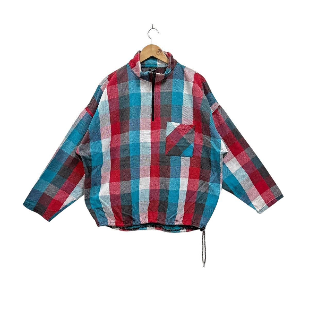 Mambo Vintage 90s Mambosok Plaid Half Zipper Jacket Boxy Size US XL / EU 56 / 4 - 1 Thumbnail