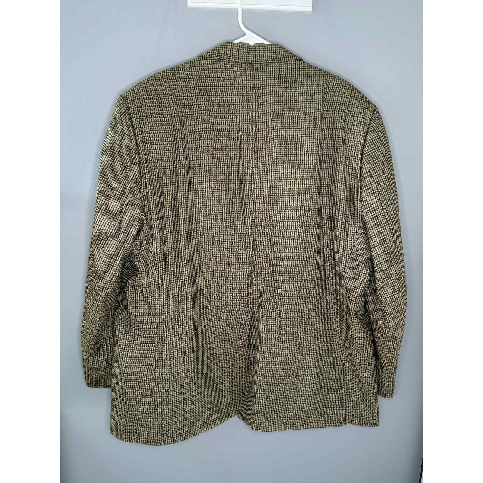 CPS CHAPS Chaps Houndstooth Long Sleeve Notch Lapel Blazer Tan Men 48R Size 48R - 4 Thumbnail