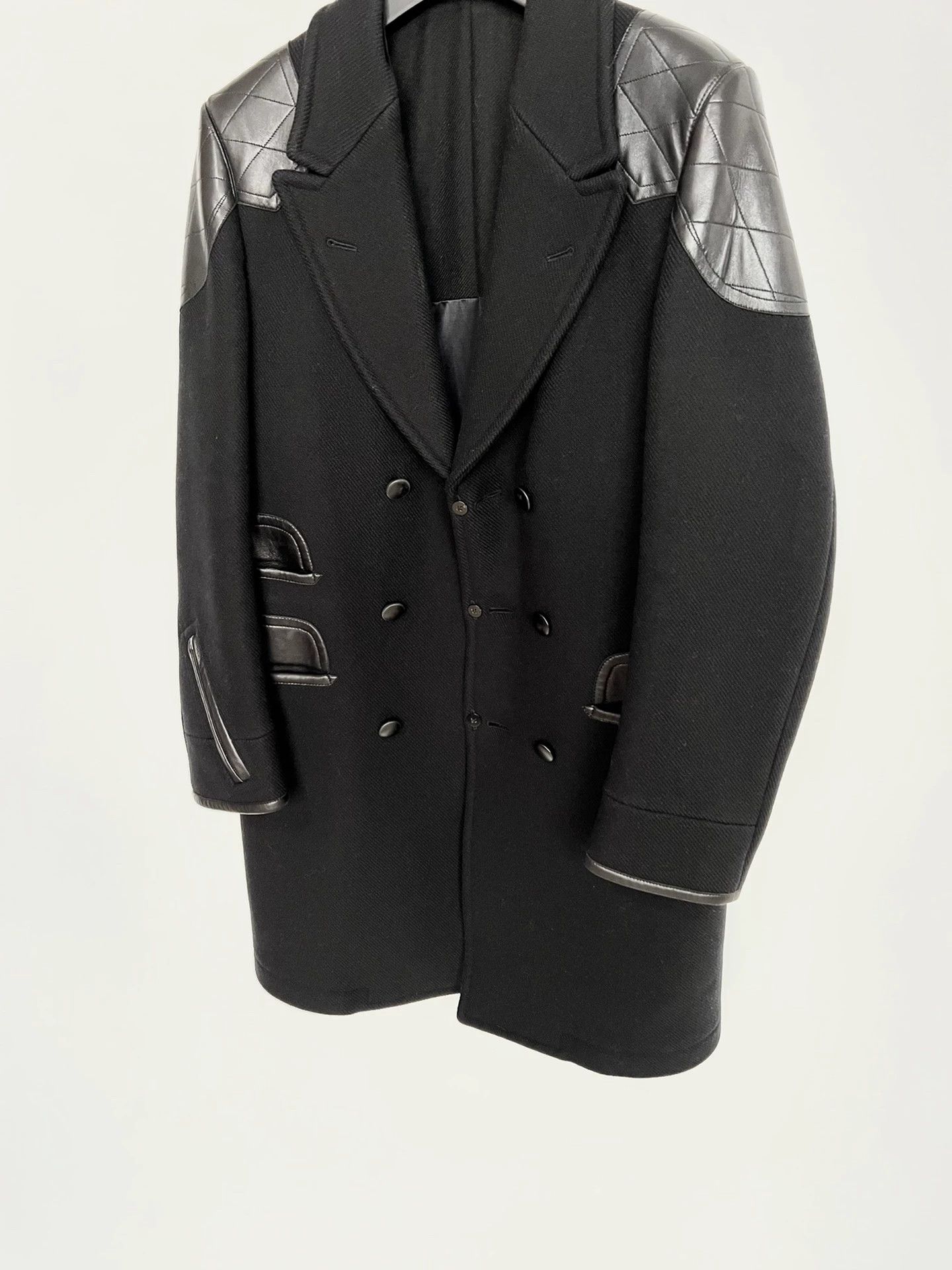Saint Laurent Paris Saint Laurent SLP Wool Leather Trim Double-Breasted Coat 46 Size US S / EU 44-46 / 1 - 6 Thumbnail