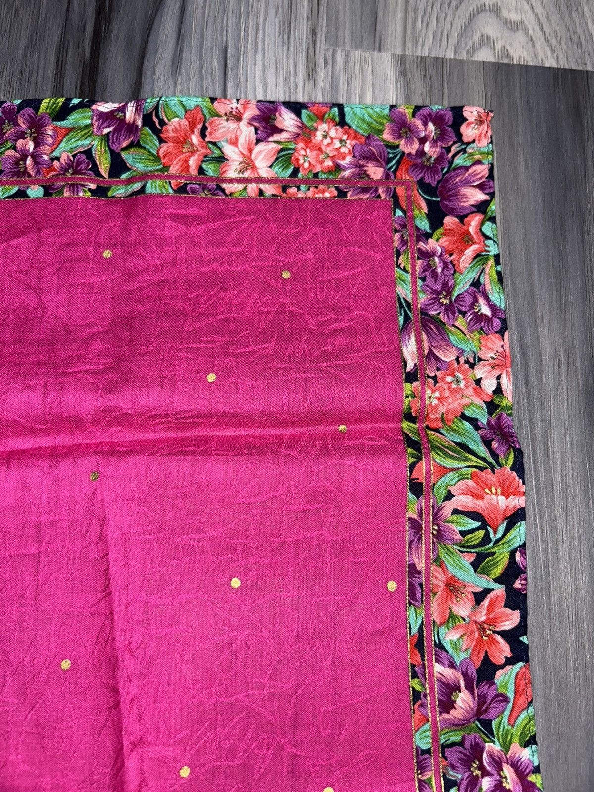 Givenchy Vintage Givenchy Pink Cotton Handkerchief w Floral Border Size ONE SIZE - 6 Thumbnail