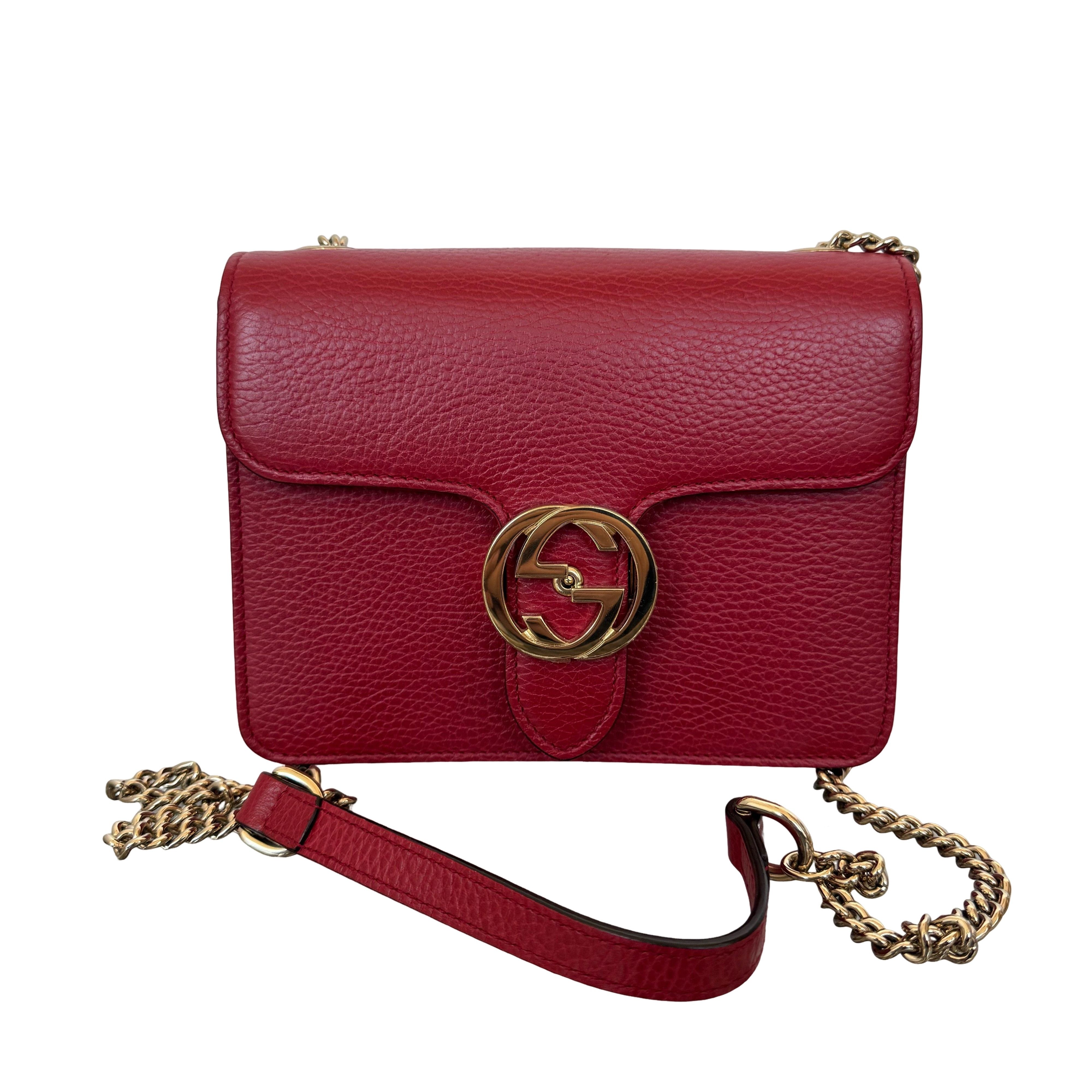Gucci Gucci Interlocking G Red Leather Shoulder Bag Size ONE SIZE - 1 Thumbnail