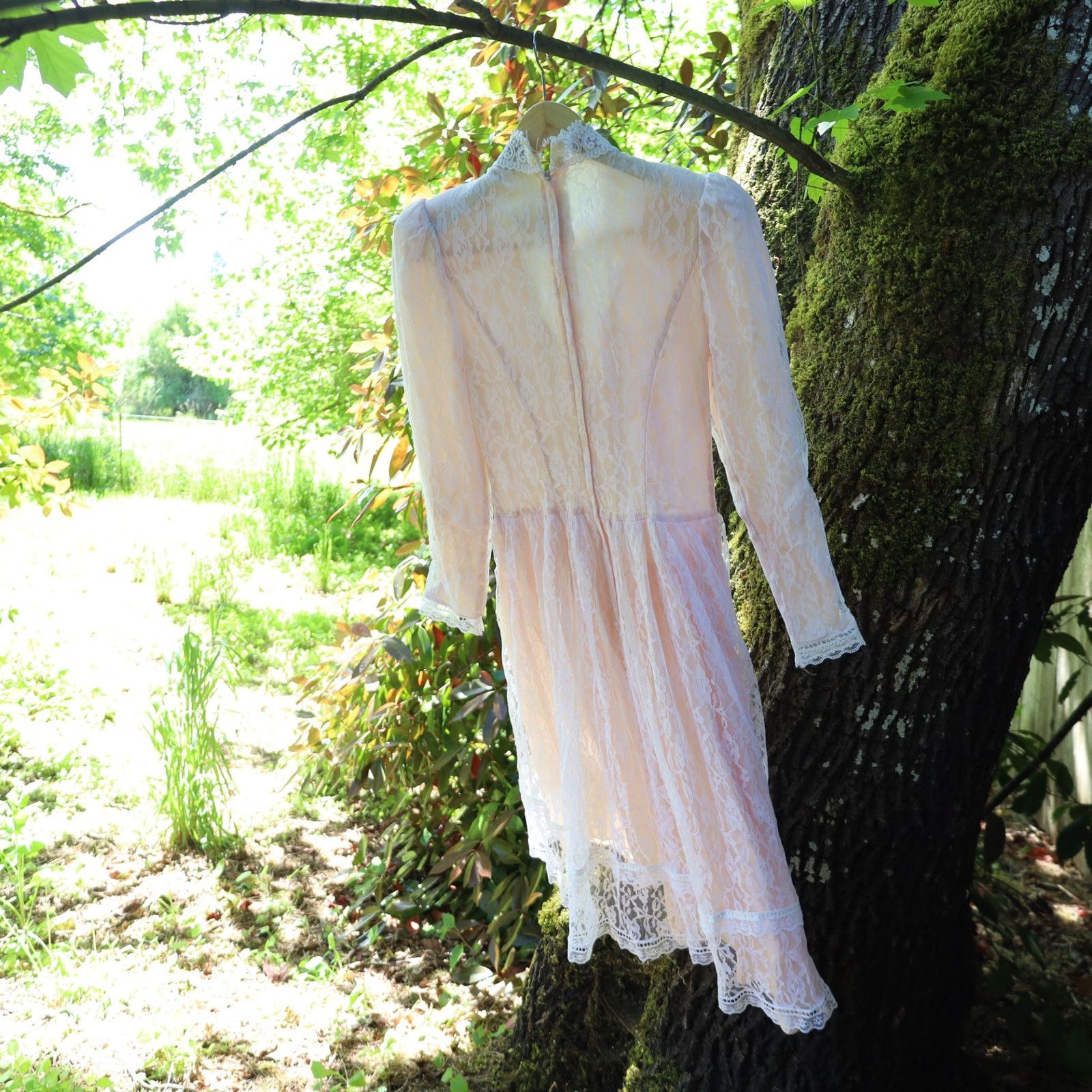 Vintage VTG Gunne Sax by Jessica McClintock Lace Over Statin Dress Size L / US 10 / IT 46 - 4 Thumbnail