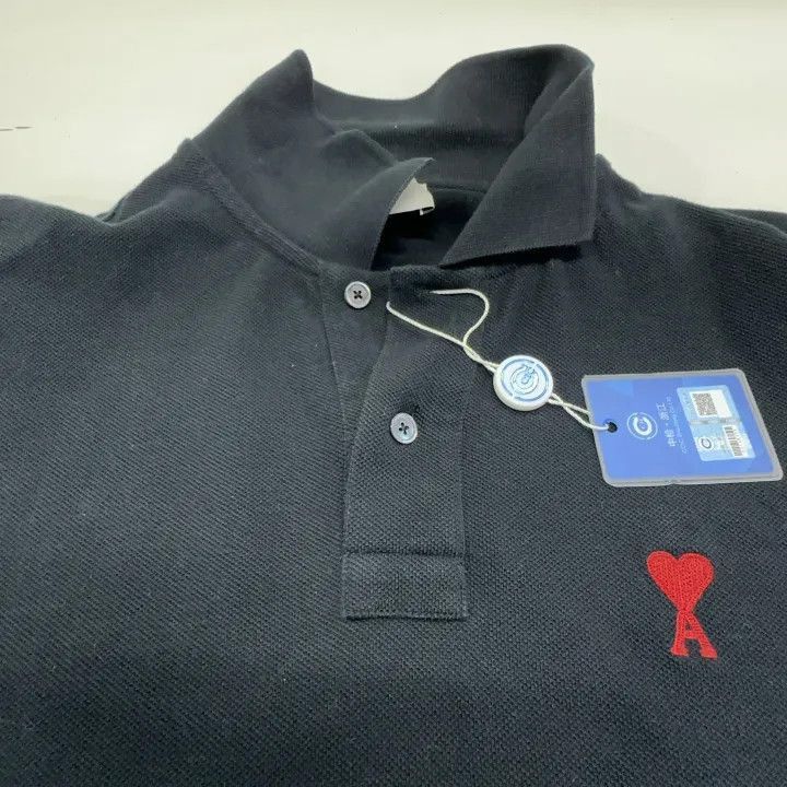 AMI AMIPARIS Heart Print Short Sleeve Polo Shirt -2507 Size US M / EU 48-50 / 2 - 9 Thumbnail