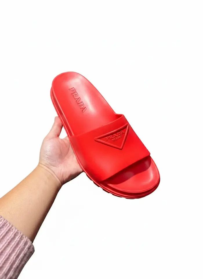 Prada o1B3y1r0226 Rubber Slides in Red Size US 13 / EU 46 - 3 Thumbnail