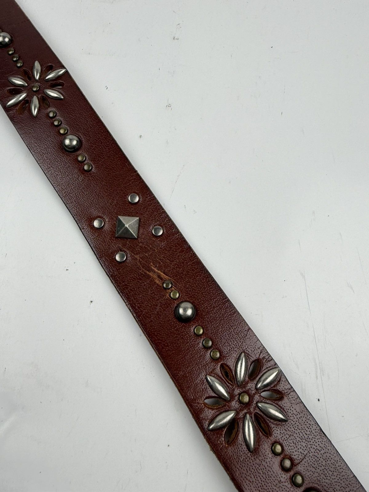 Japanese Brand studded leather belt tc53 Size 34 - 8 Thumbnail