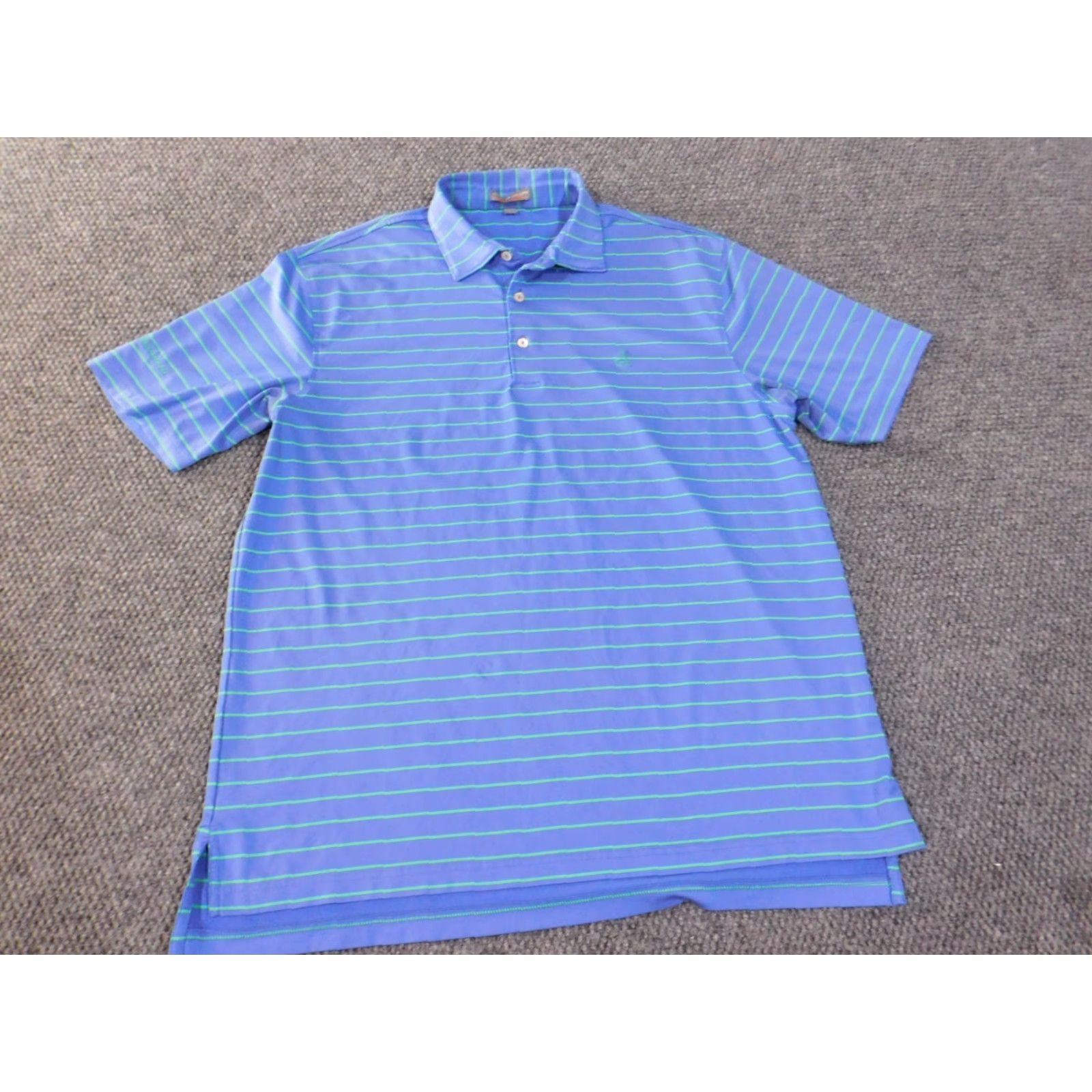 Peter Millar Peter Millar Polo Mens Large Striped Blue Summer Comfort Classic Golf Short Sleeve Knit Stretch Logo Button Collar Shirt Size US L / EU 52-54 / 3 - 2 Thumbnail
