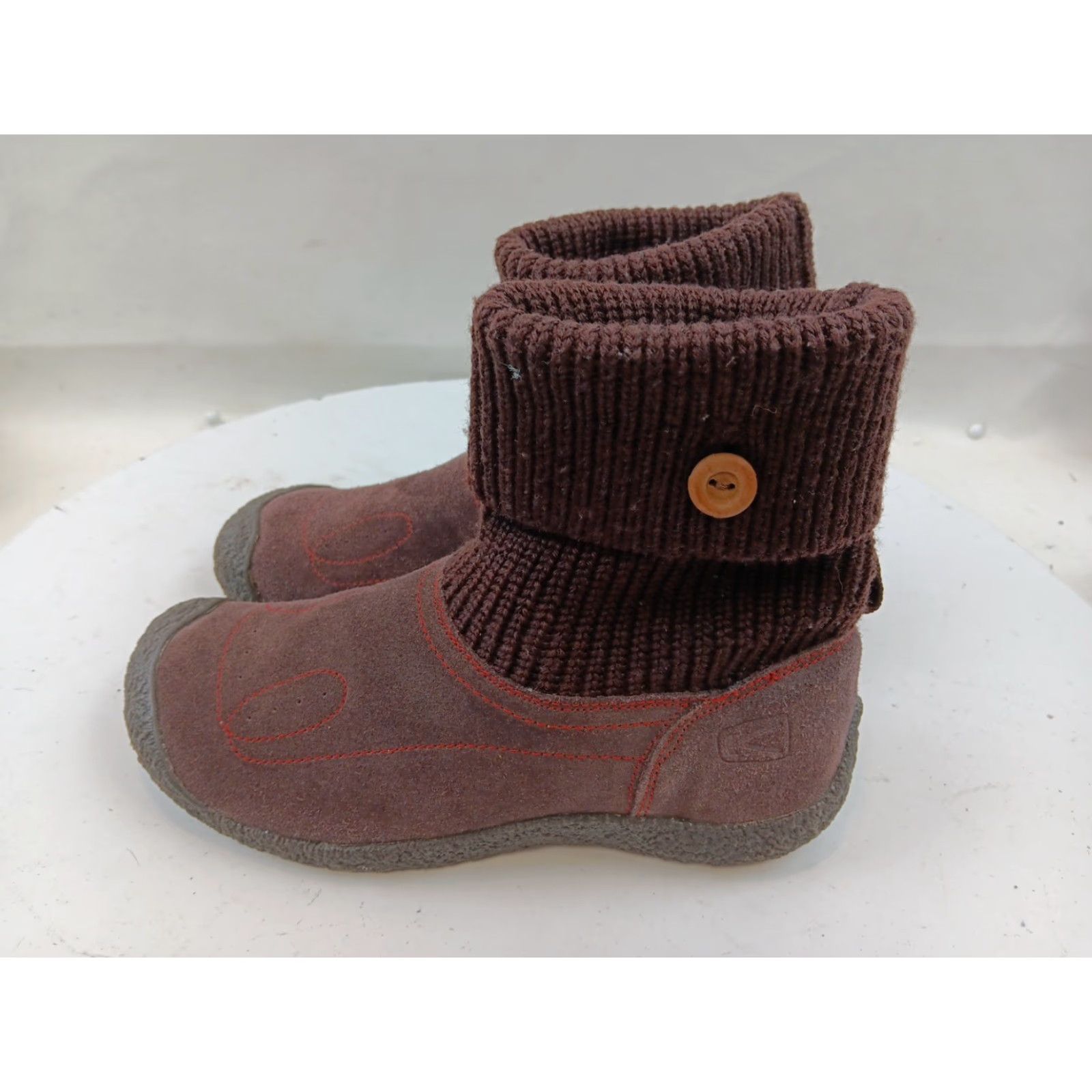 KEEN KEEN Shay Sweater Ankle Booties Slippers Women's Size 7.5 Brown Knit Foldover Bootie Sh Size M / US 6-8 / IT 42-44 - 6 Thumbnail