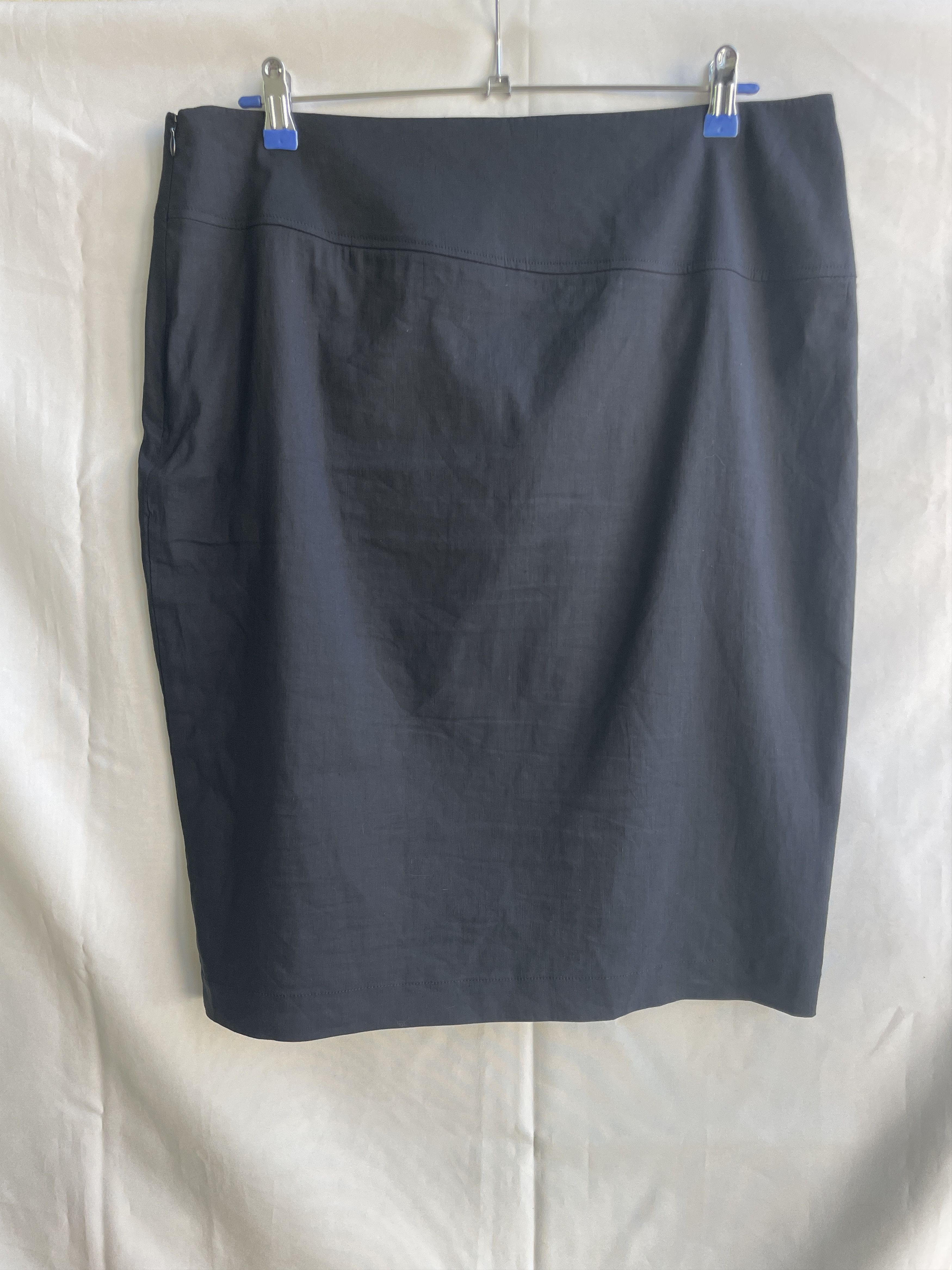 Sarah Pacini Sarah Pacini Linen Blend Dark Navy Pencil Mini Skirt Size 34" / US 12 / IT 48 - 2 Thumbnail